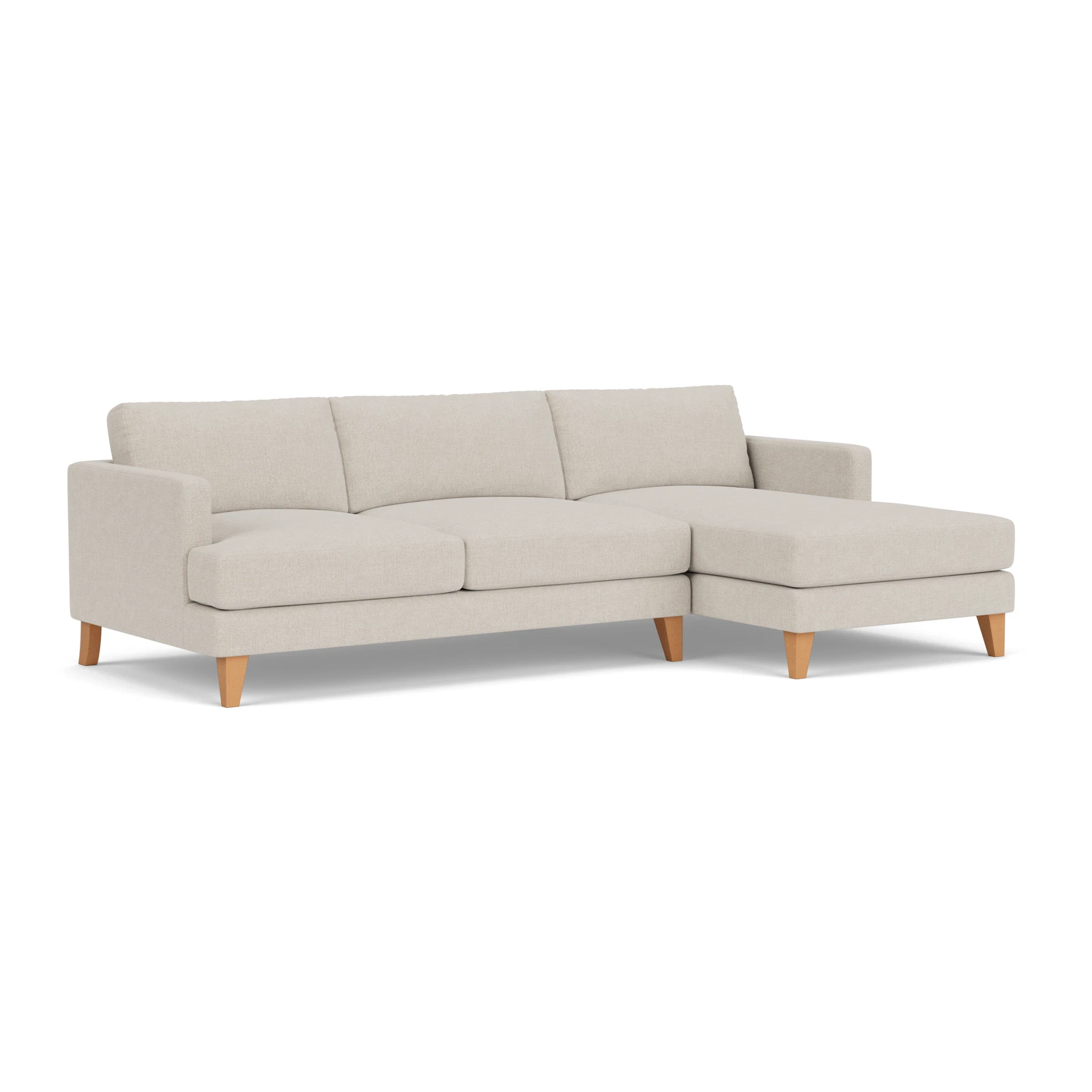 Jackson Chaise Large Right Hand in Aquaclean Oxford - Natural with Light legs