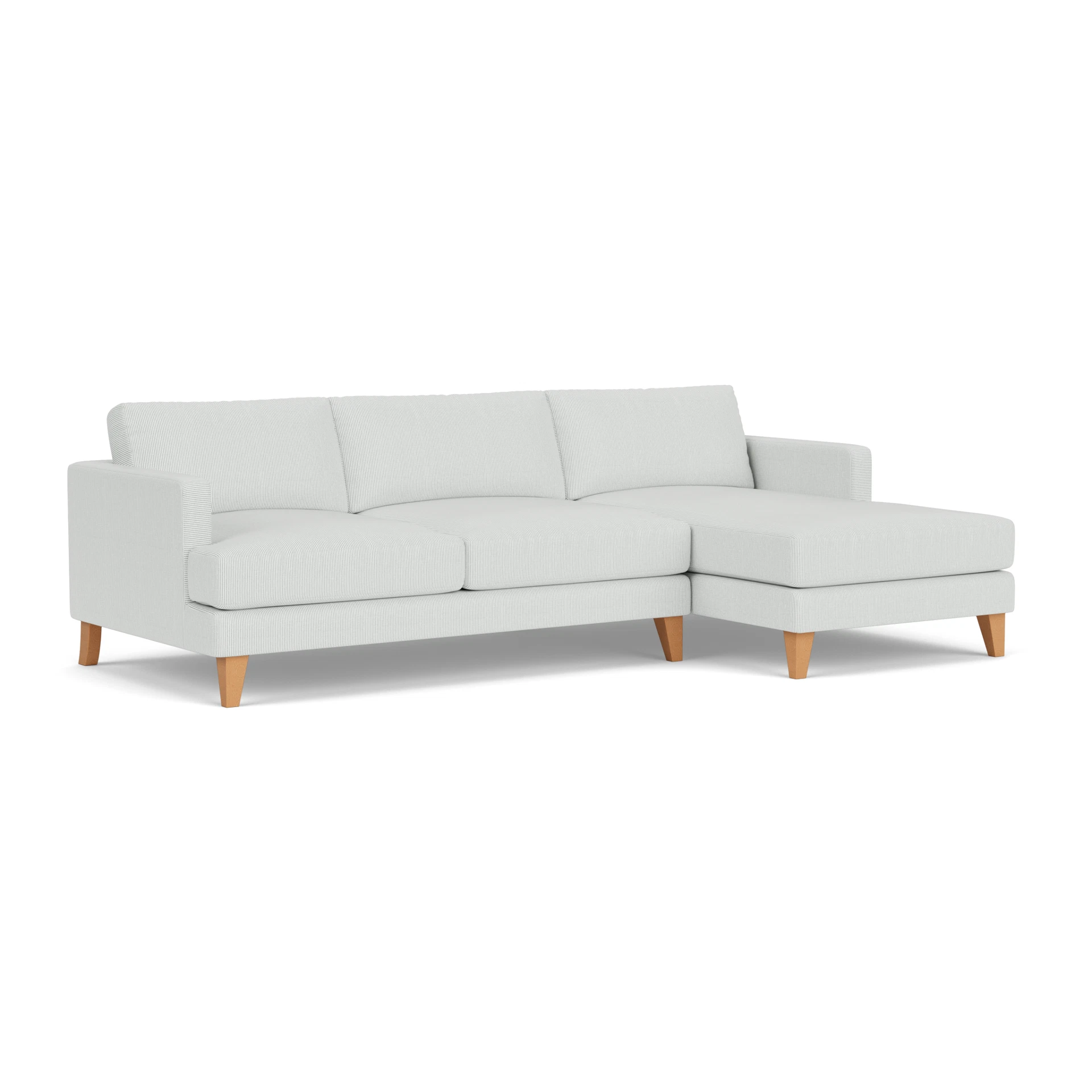 Jackson Chaise Large Right Hand in Broadway Stripe - Duck Egg with Light legs