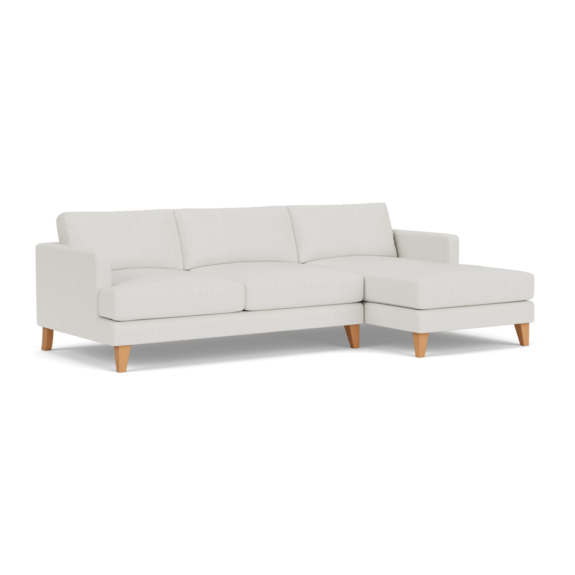 Jackson Chaise Large Right Hand in Broadway Stripe - Grey with Light legs
