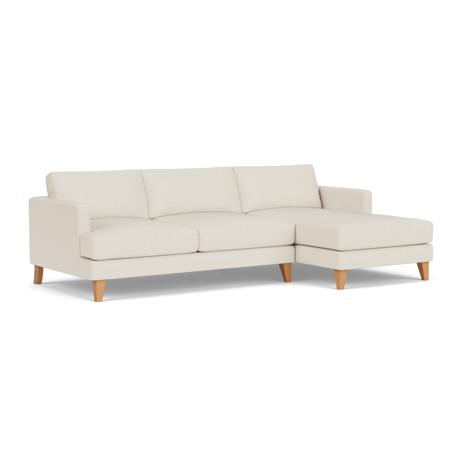 Jackson Chaise Large Right Hand in Broadway Stripe - Natural with Light legs