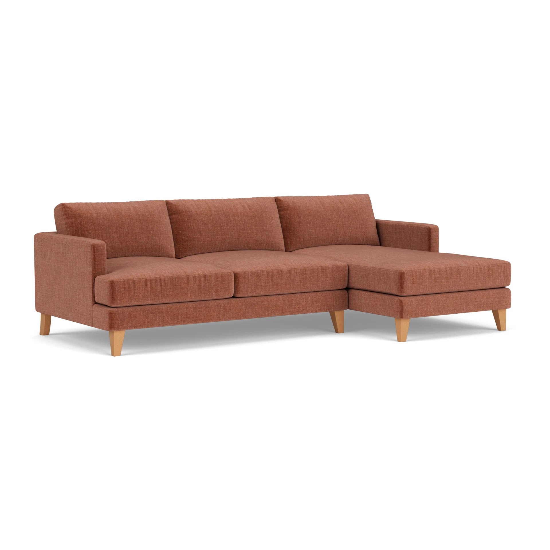 Jackson Chaise Large Right Hand in Eco Chenille - Cinnamon with Light legs