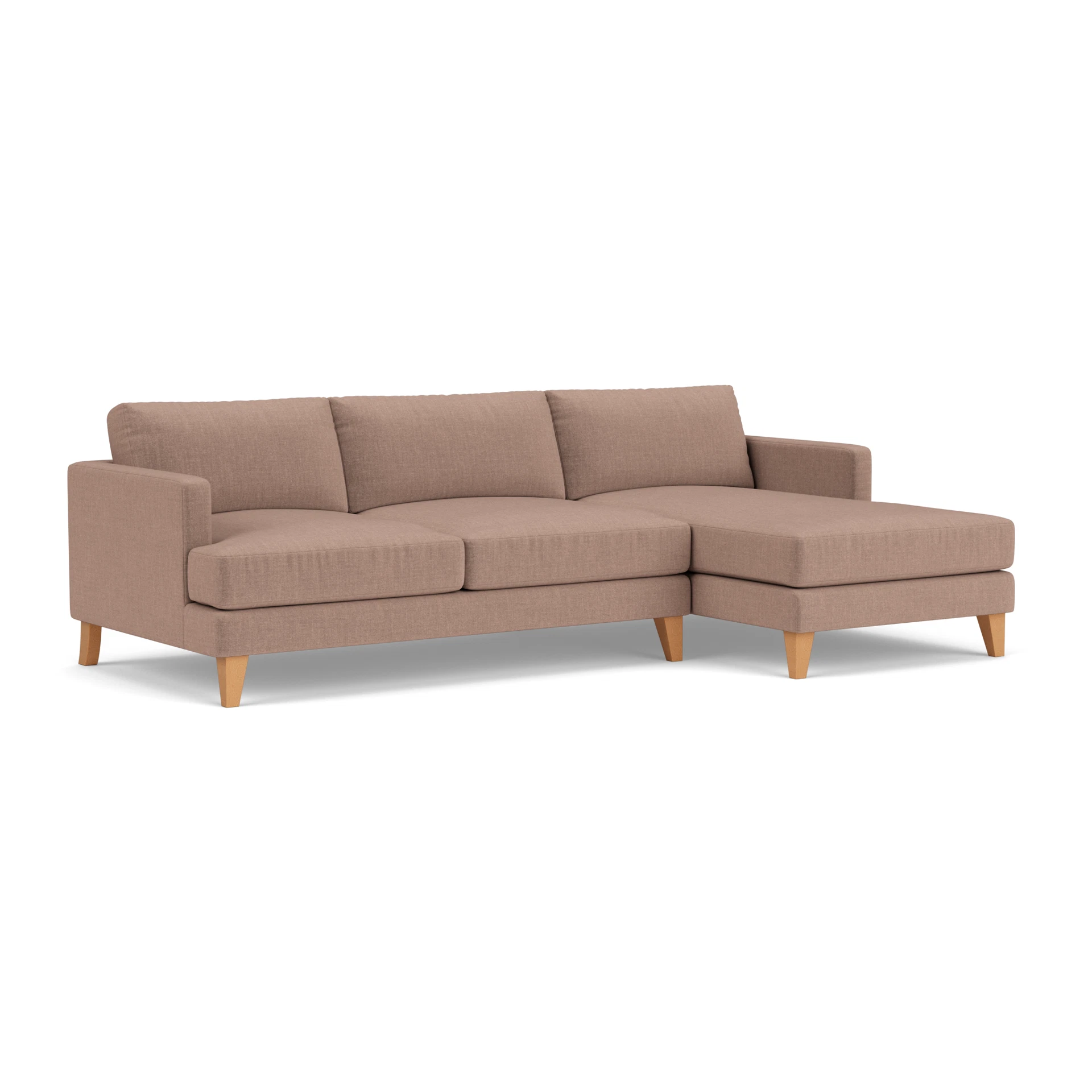 Jackson Chaise Large Right Hand in Eco Chenille - Dusky Rose with Light legs