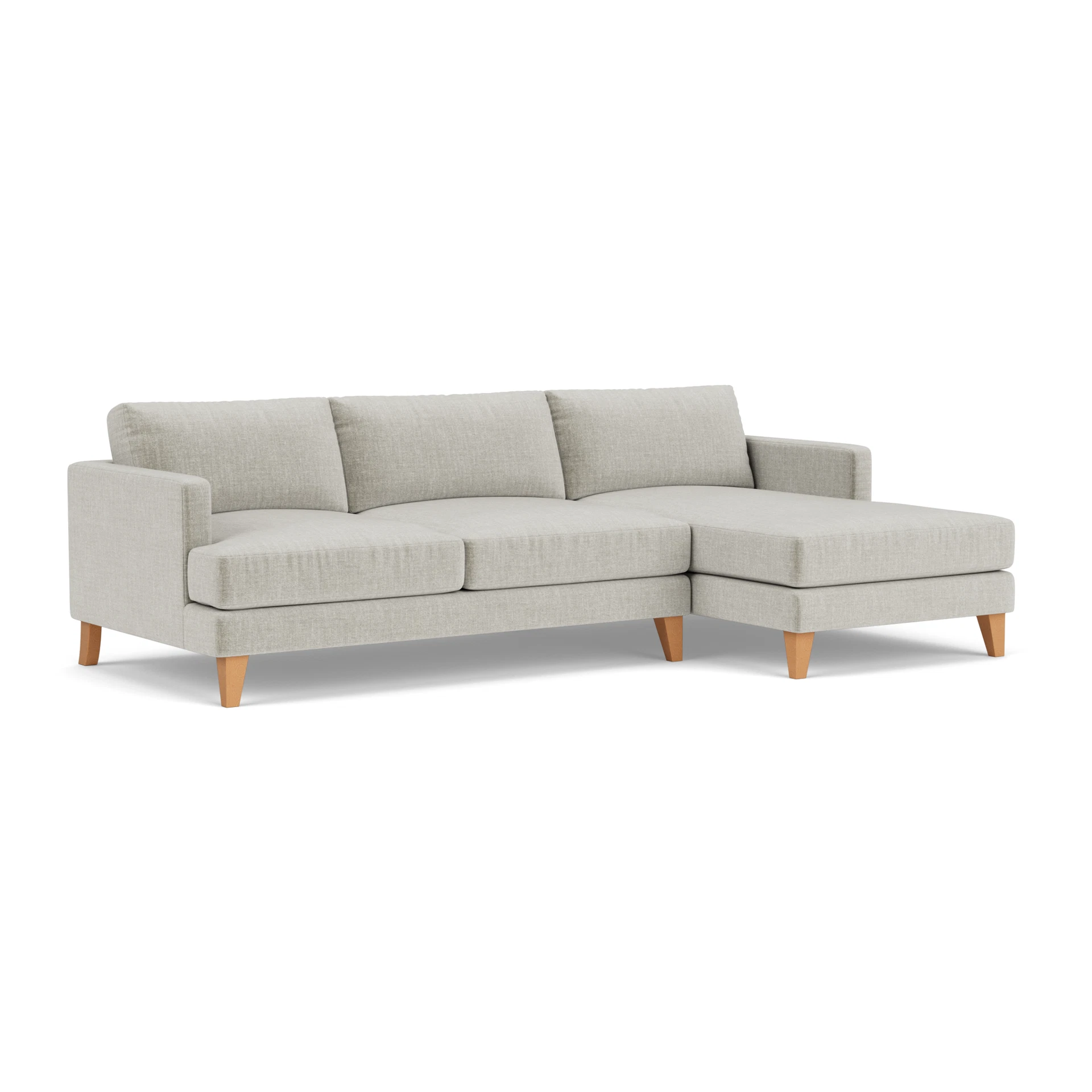 Jackson Chaise Large Right Hand in Eco Chenille - Grey Mist with Light legs