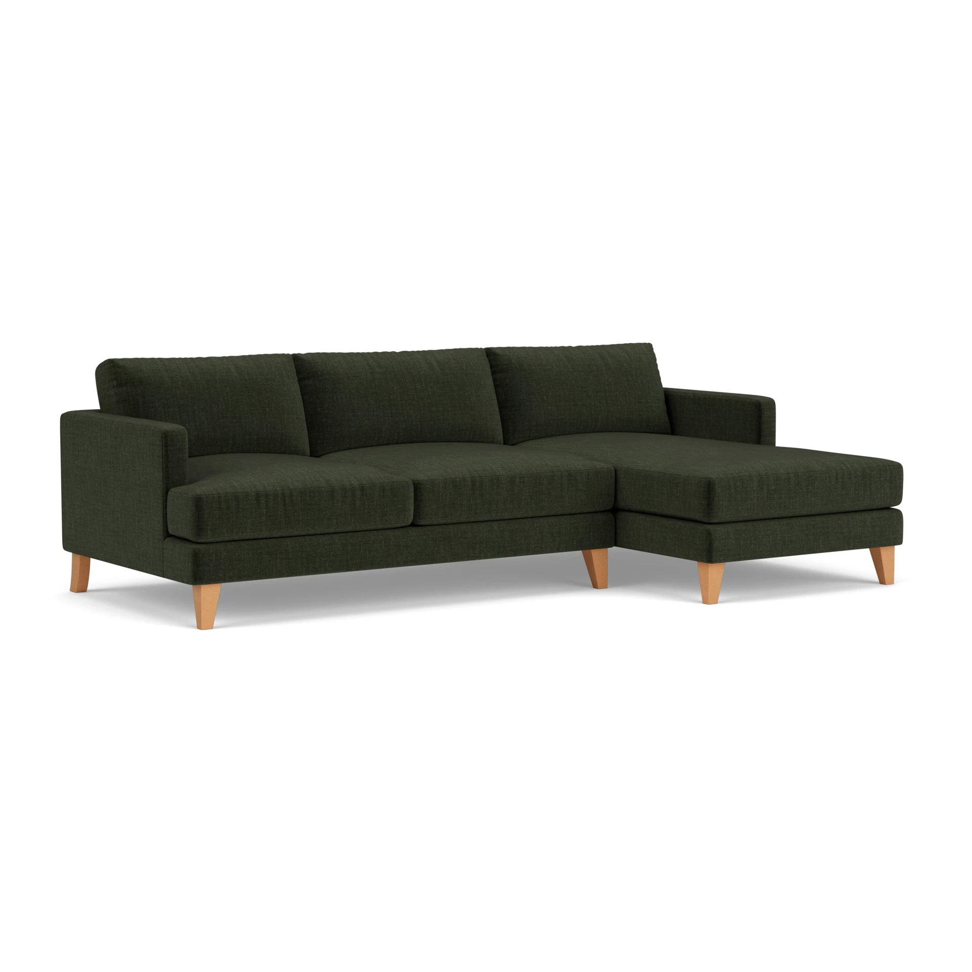 Jackson Chaise Large Right Hand in Eco Chenille - Moss with Light legs