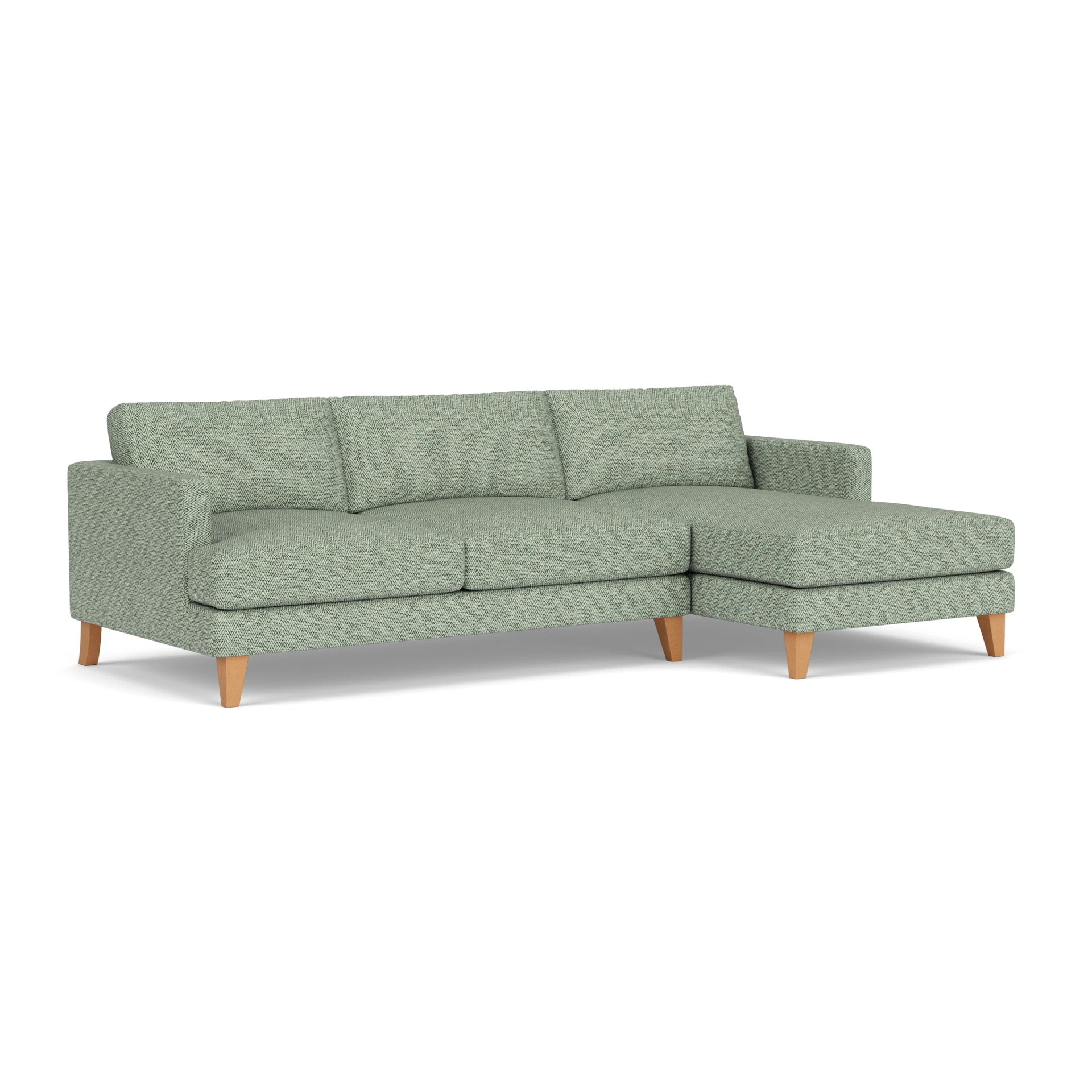 Jackson Chaise Large Right Hand in Herringbone Weave - Lake with Light legs