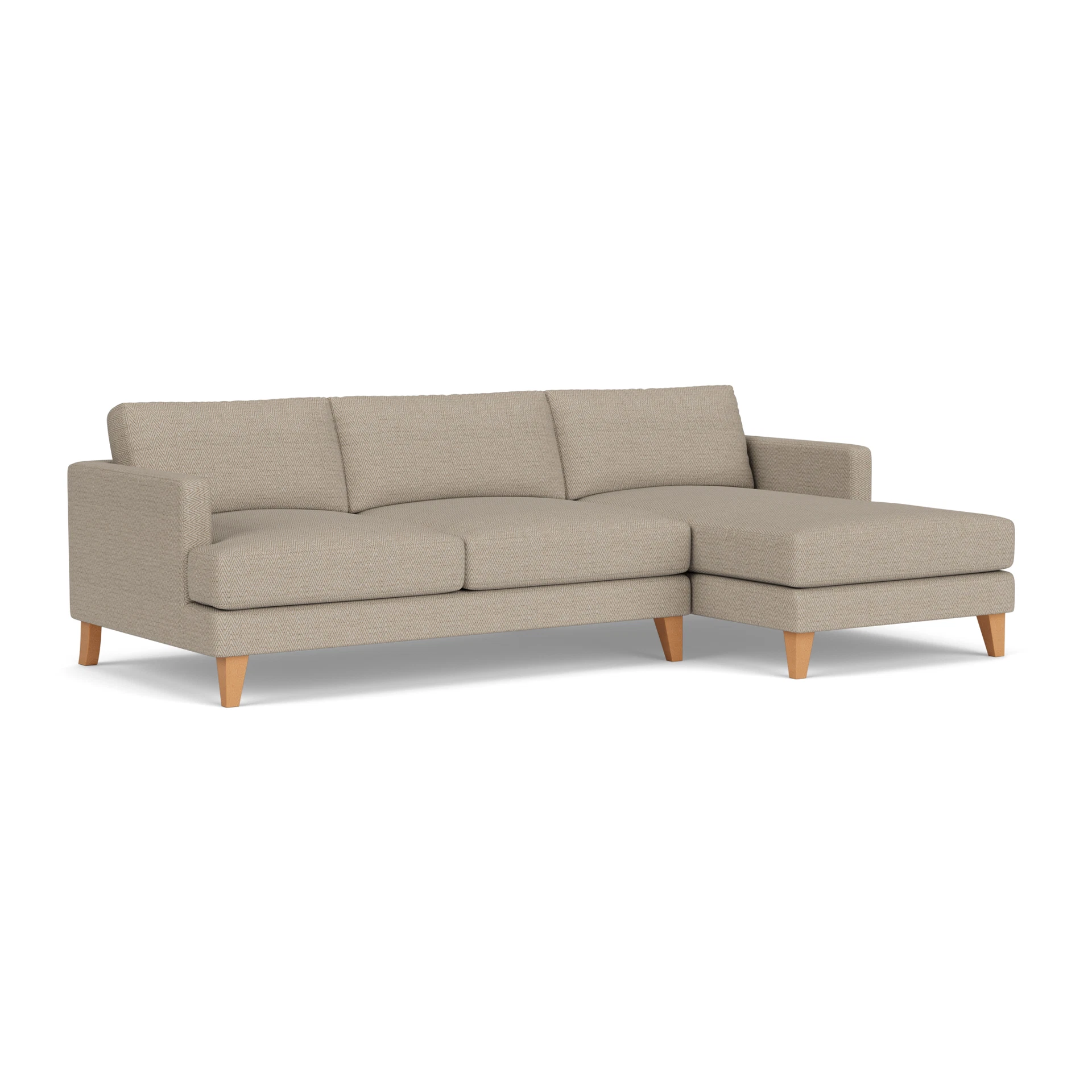 Jackson Chaise Large Right Hand in Herringbone Weave - Natural with Light legs