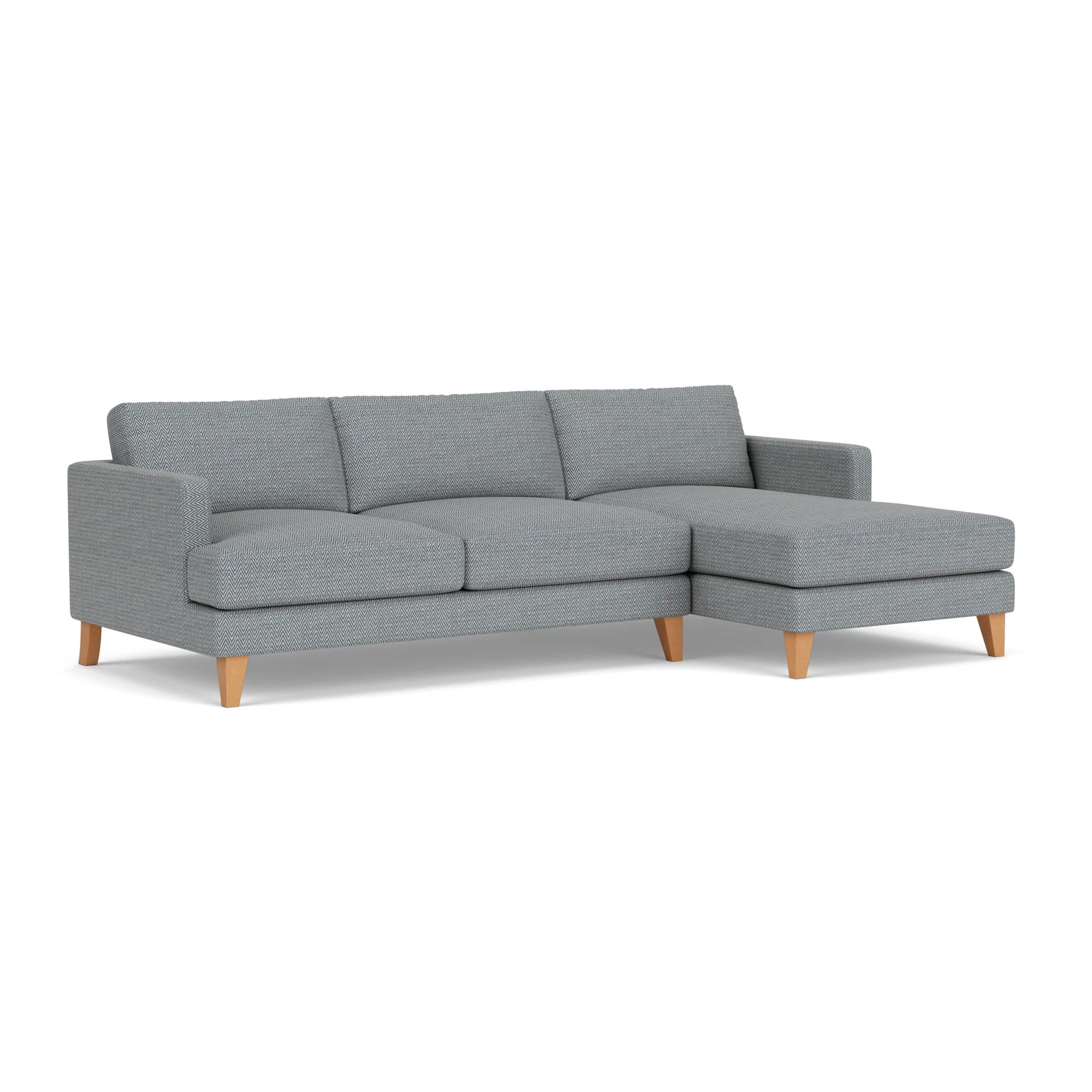 Jackson Chaise Large Right Hand in Herringbone Weave - Navy with Light legs