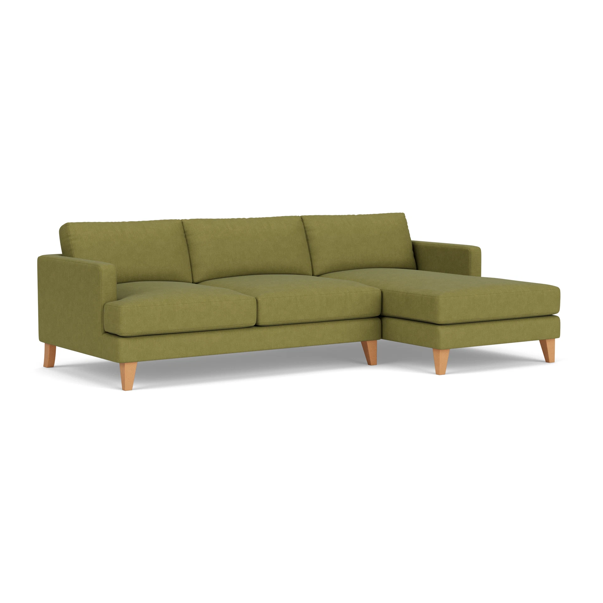 Jackson Chaise Large Right Hand in House Linen Mix - Apple with Light legs