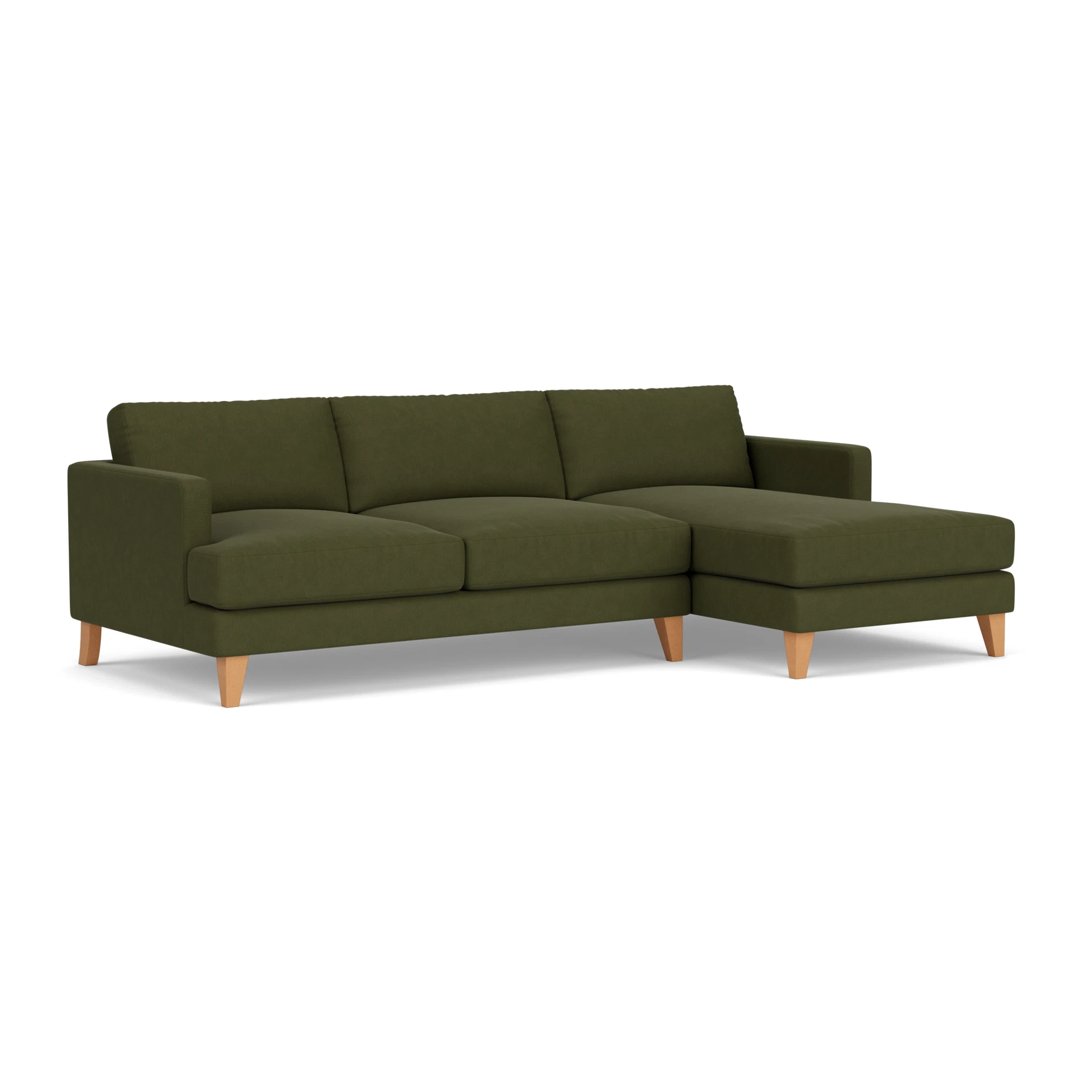 Jackson Chaise Large Right Hand in House Linen Mix - Forest Green with Light legs