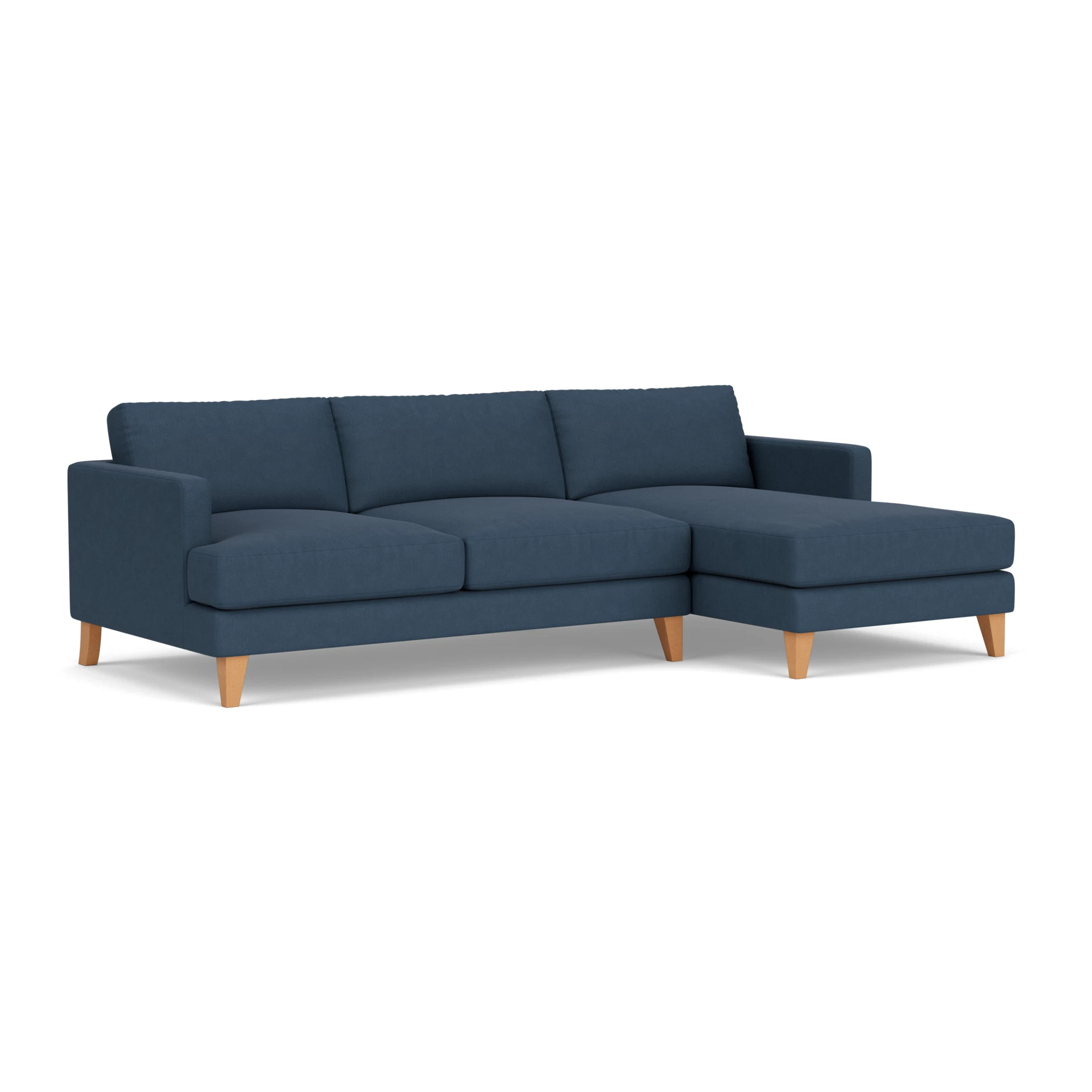 Jackson Chaise Large Right Hand in House Linen Mix - Indigo with Light legs