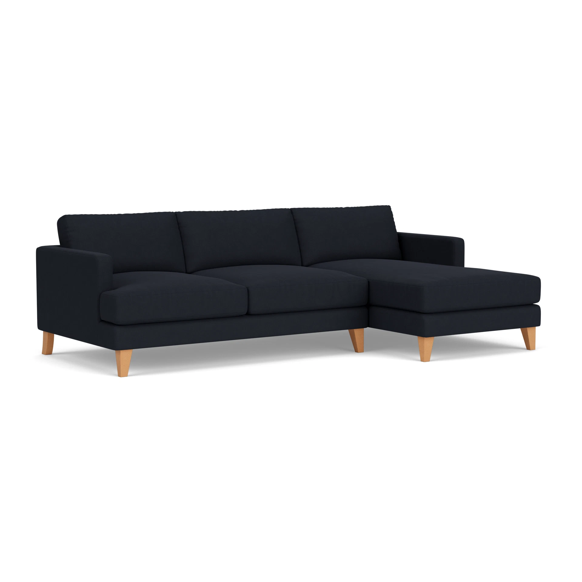 Jackson Chaise Large Right Hand in House Linen Mix - Ink with Light legs