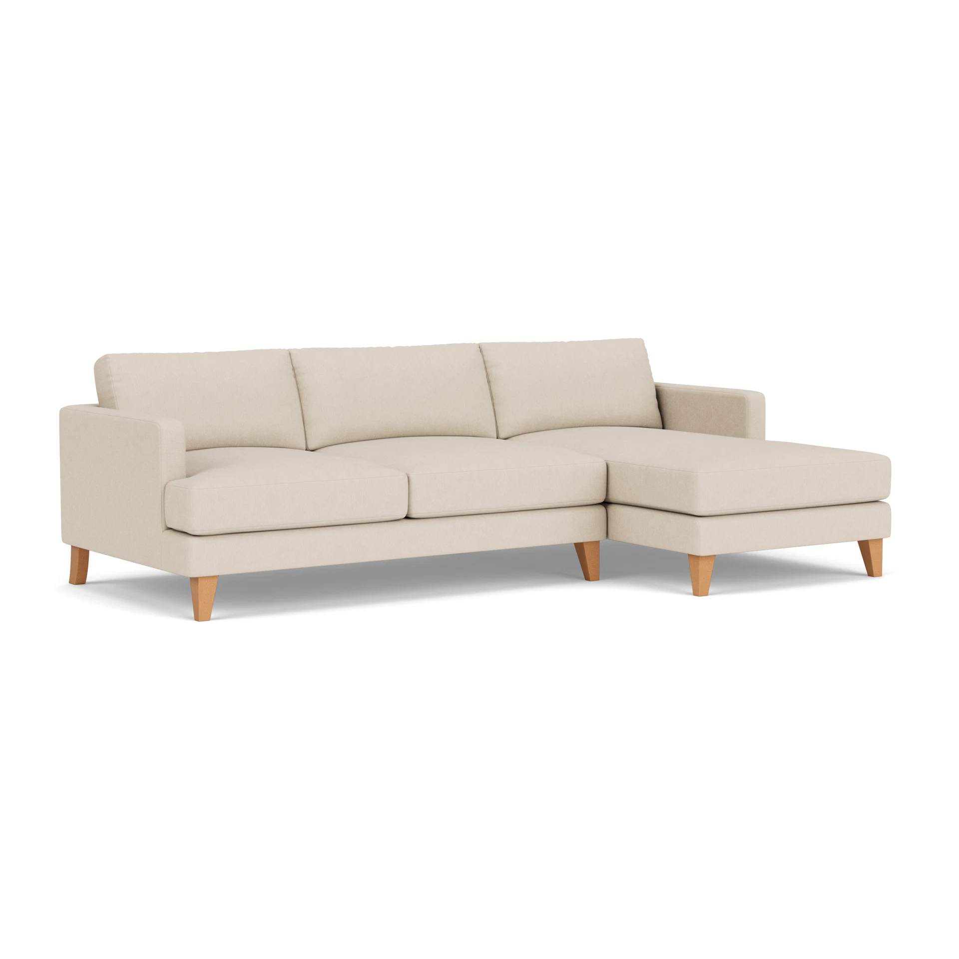Jackson Chaise Large Right Hand in House Linen Mix - Lily White with Light legs