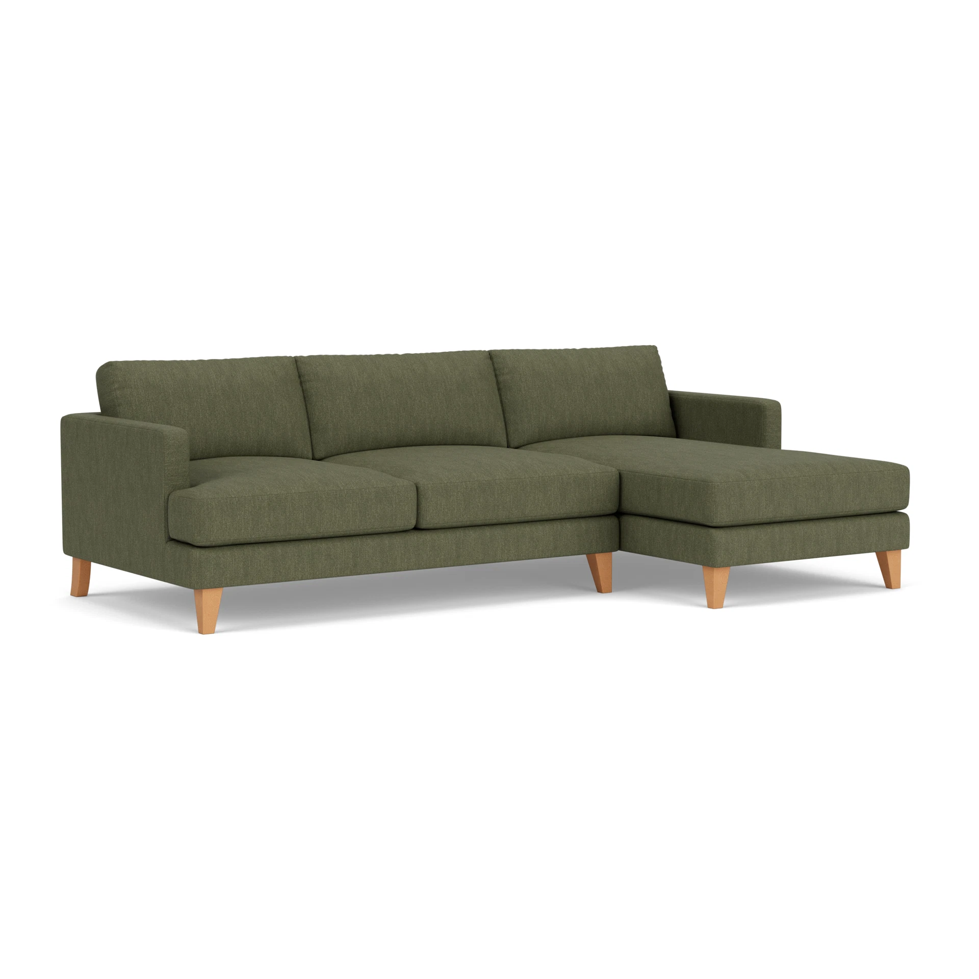 Jackson Chaise Large Right Hand in Luxury Italian Linen - Fern with Light legs