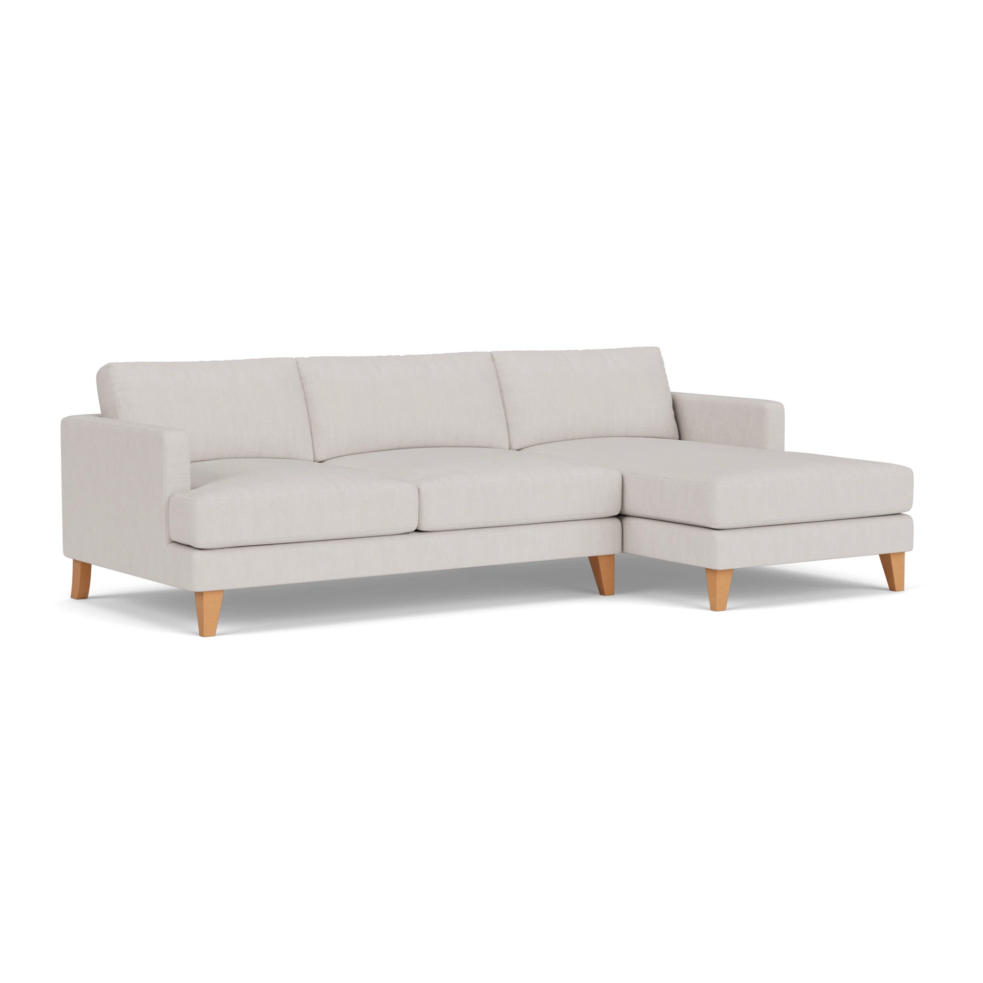 Jackson Chaise Large Right Hand in Luxury Italian Linen - Soft White with Light legs