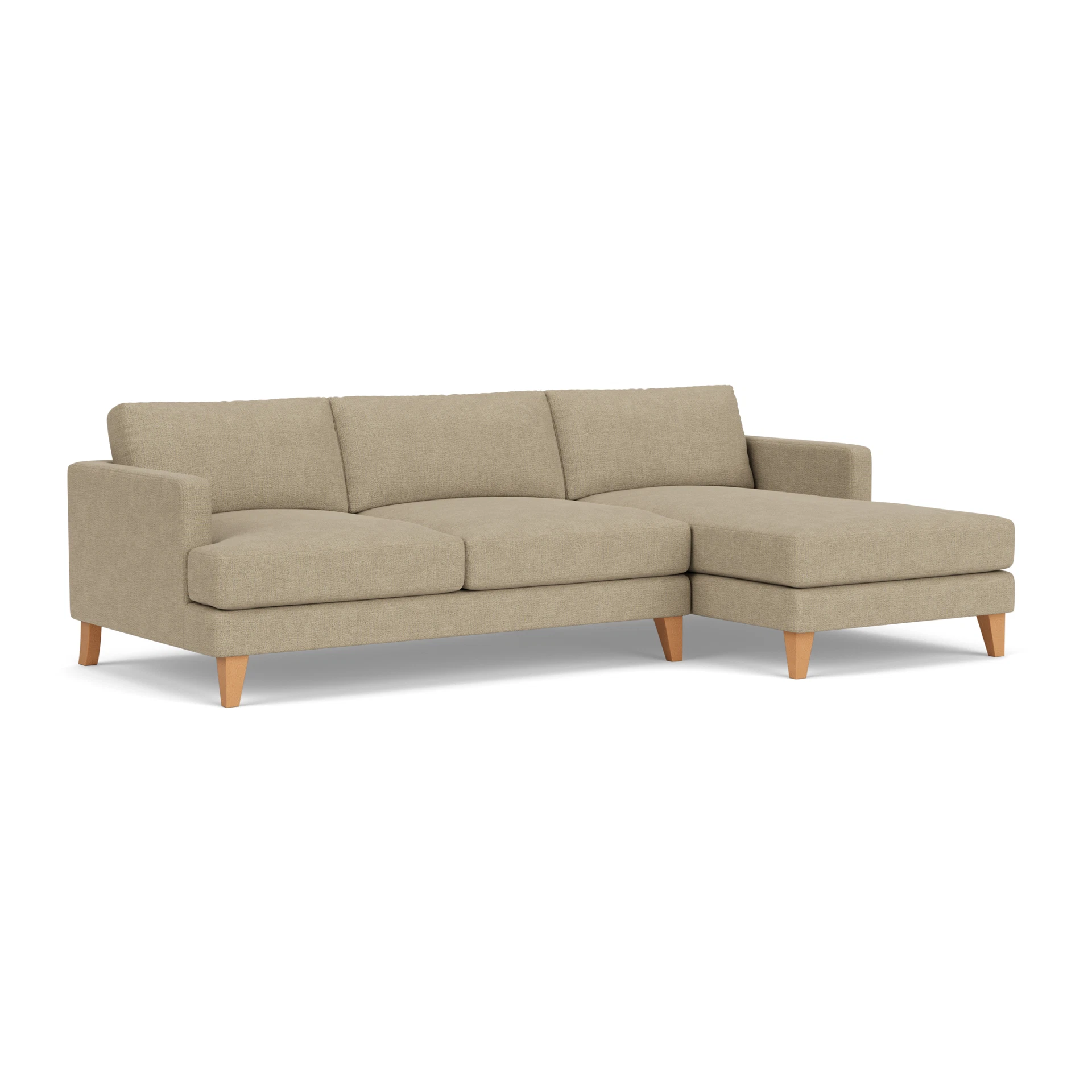 Jackson Chaise Large Right Hand in Rustic Weave - Apple with Light legs