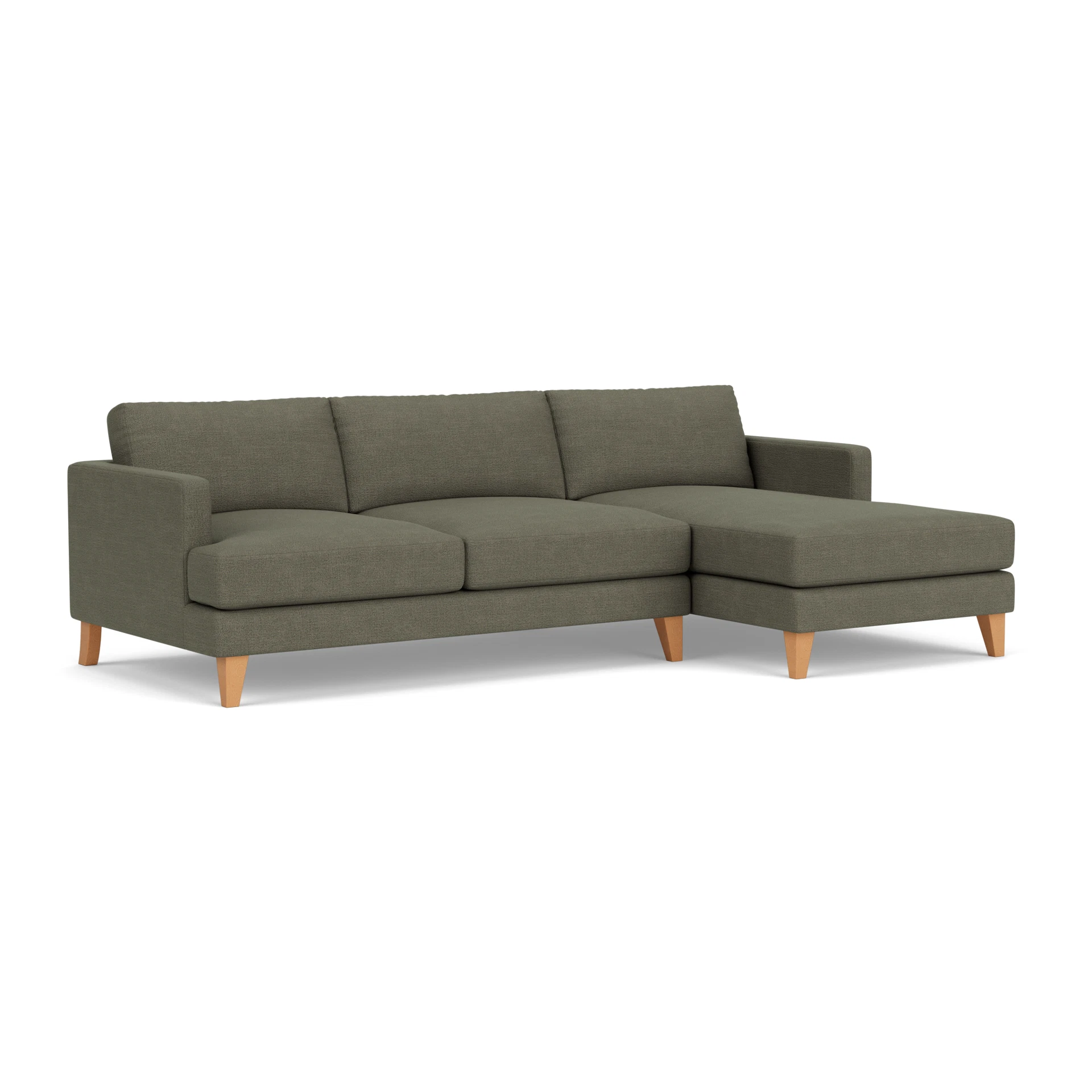 Jackson Chaise Large Right Hand in Rustic Weave - Deep Forest with Light legs