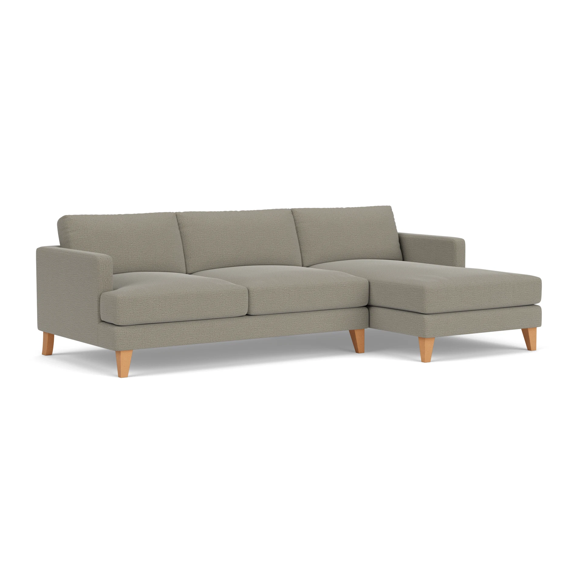 Jackson Chaise Large Right Hand in Rustic Weave - Flax with Light legs