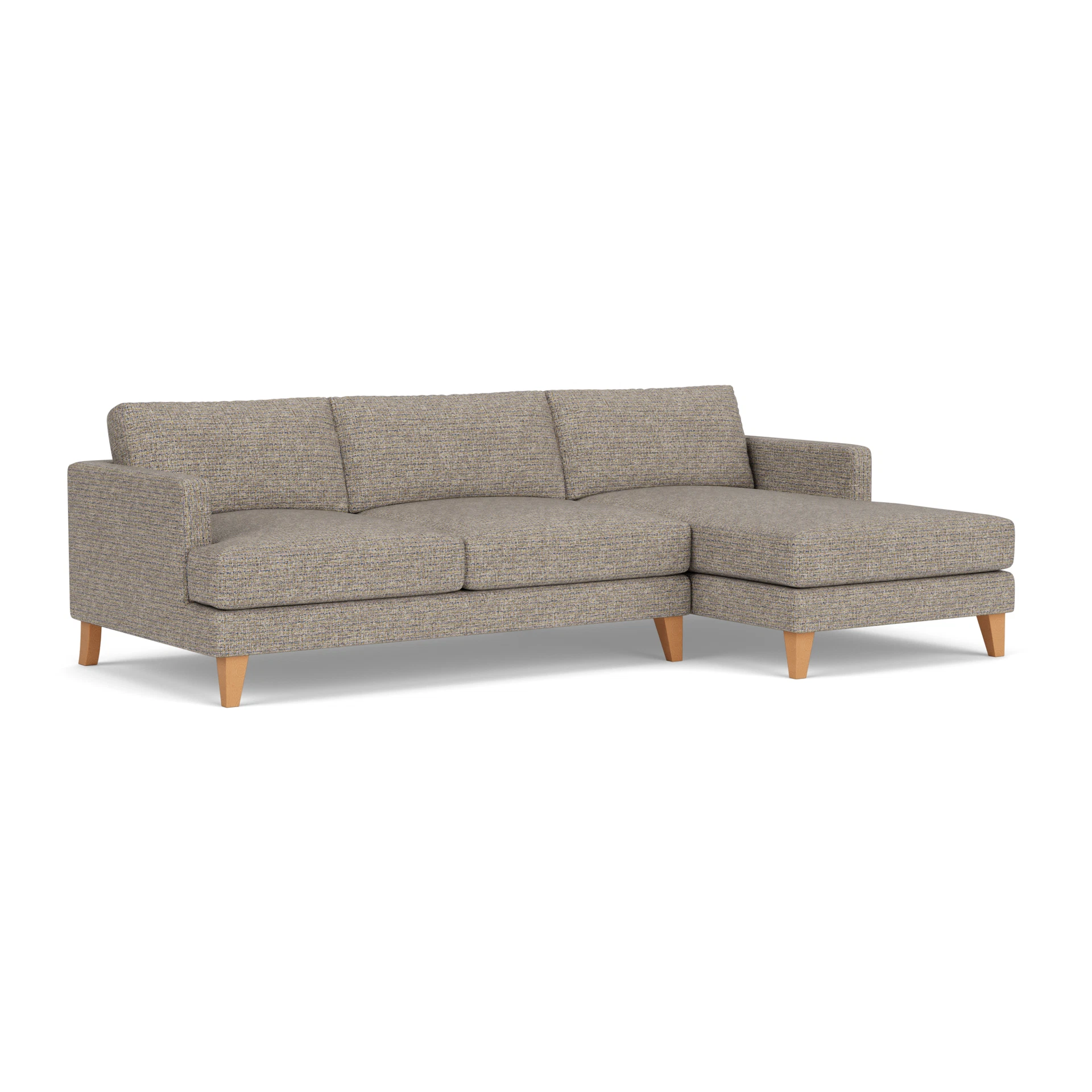 Jackson Chaise Large Right Hand in Textured Weave - Shoreline Mix with Light legs