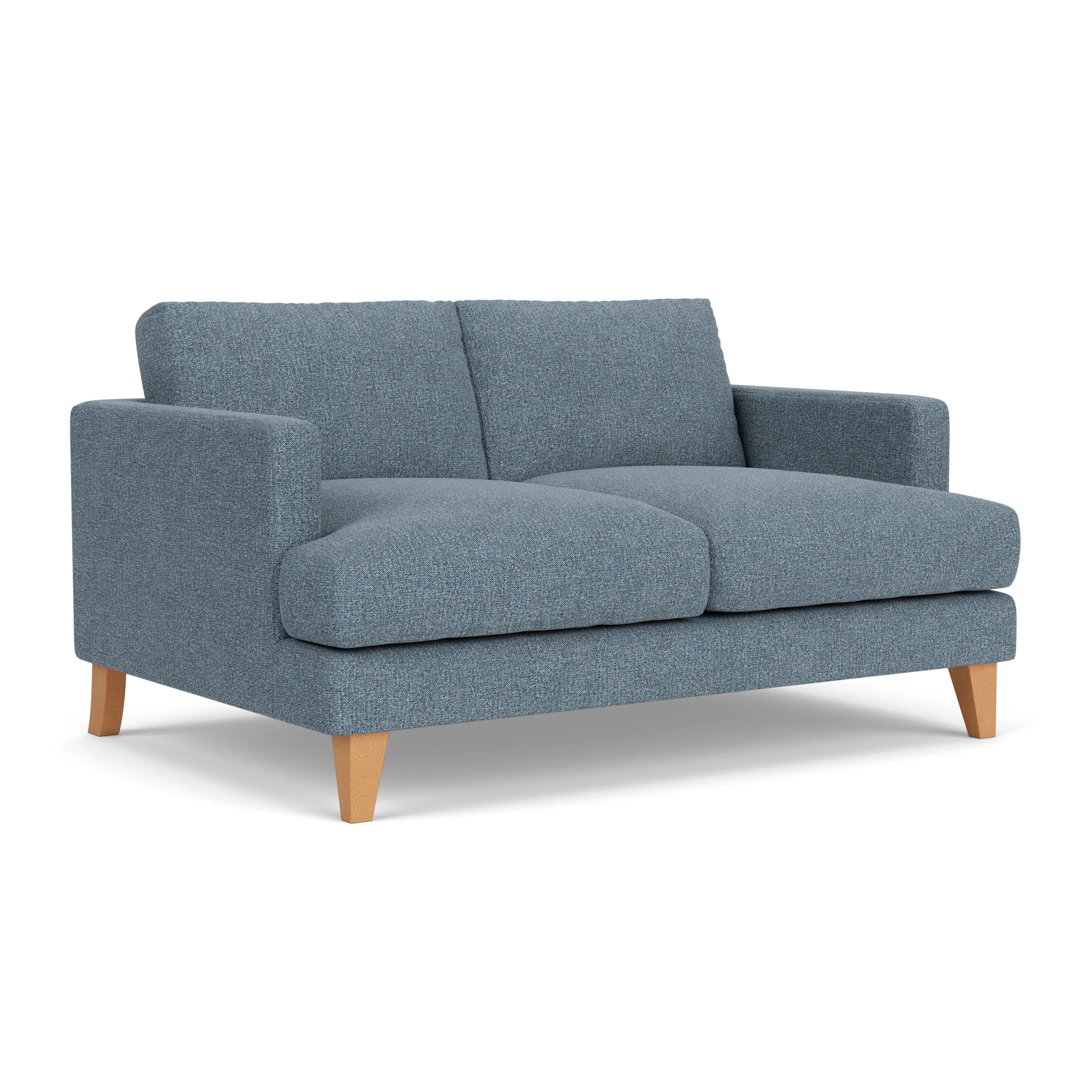 Jackson Large 2 Seater Sofa in Aquaclean Oxford - Mid Blue with Light legs
