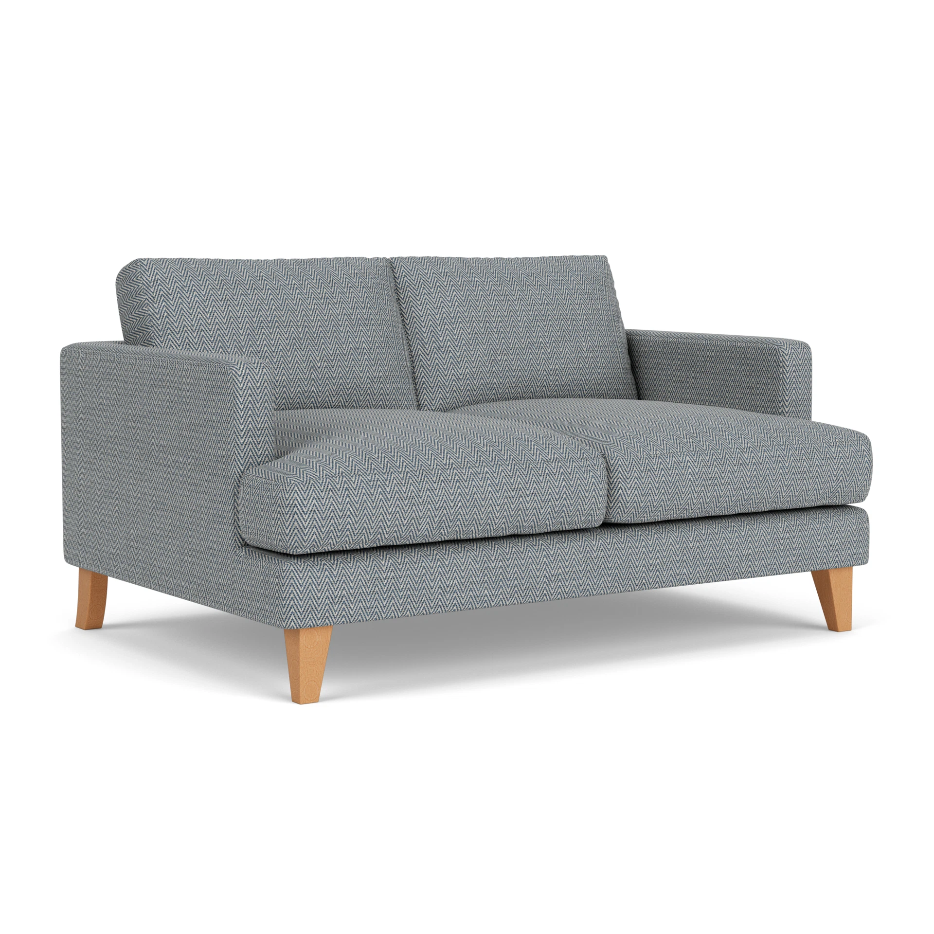 Jackson Large 2 Seater Sofa in Herringbone Weave - Navy with Light legs