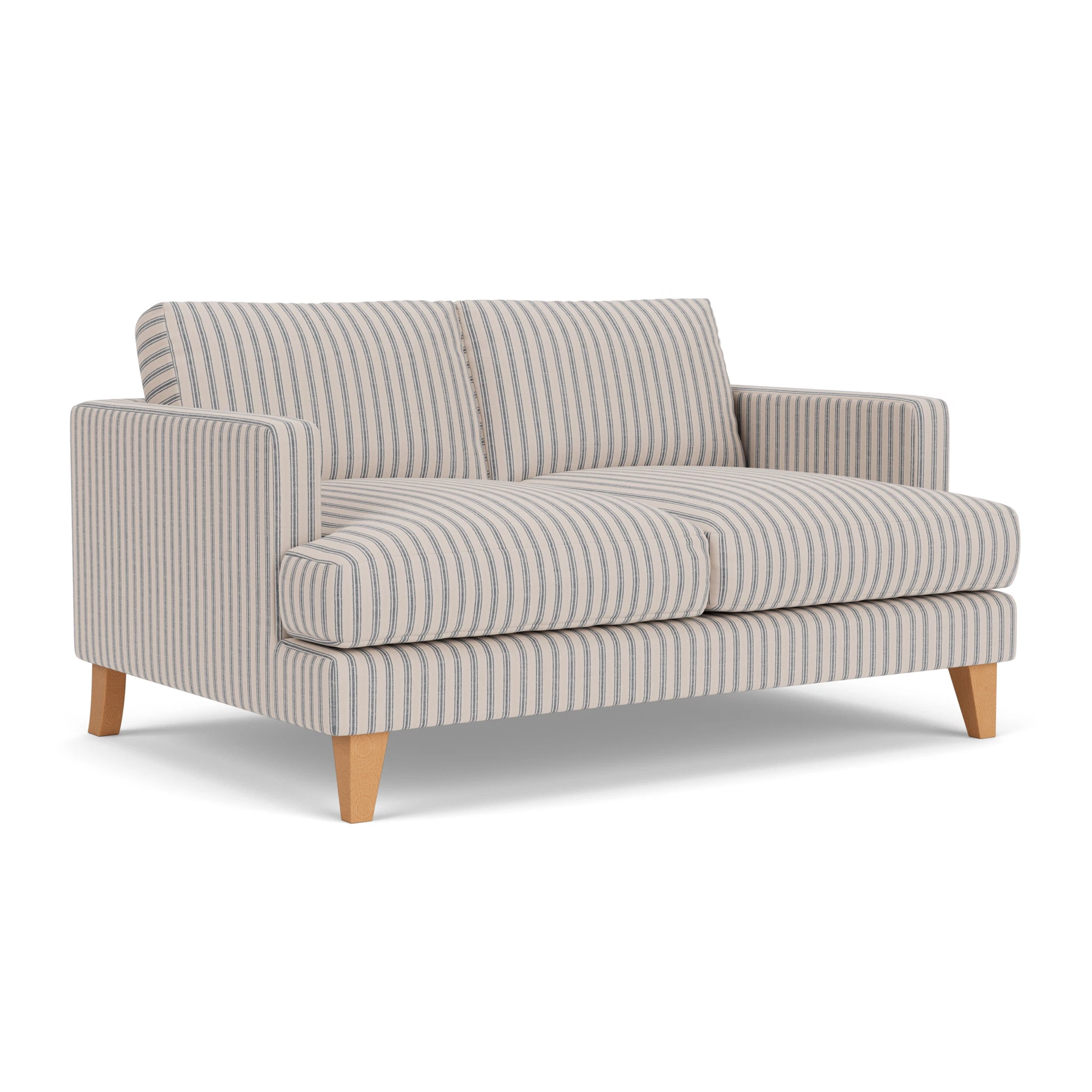 Jackson Large 2 Seater Sofa in Kingham Stripe - Indigo with Light legs