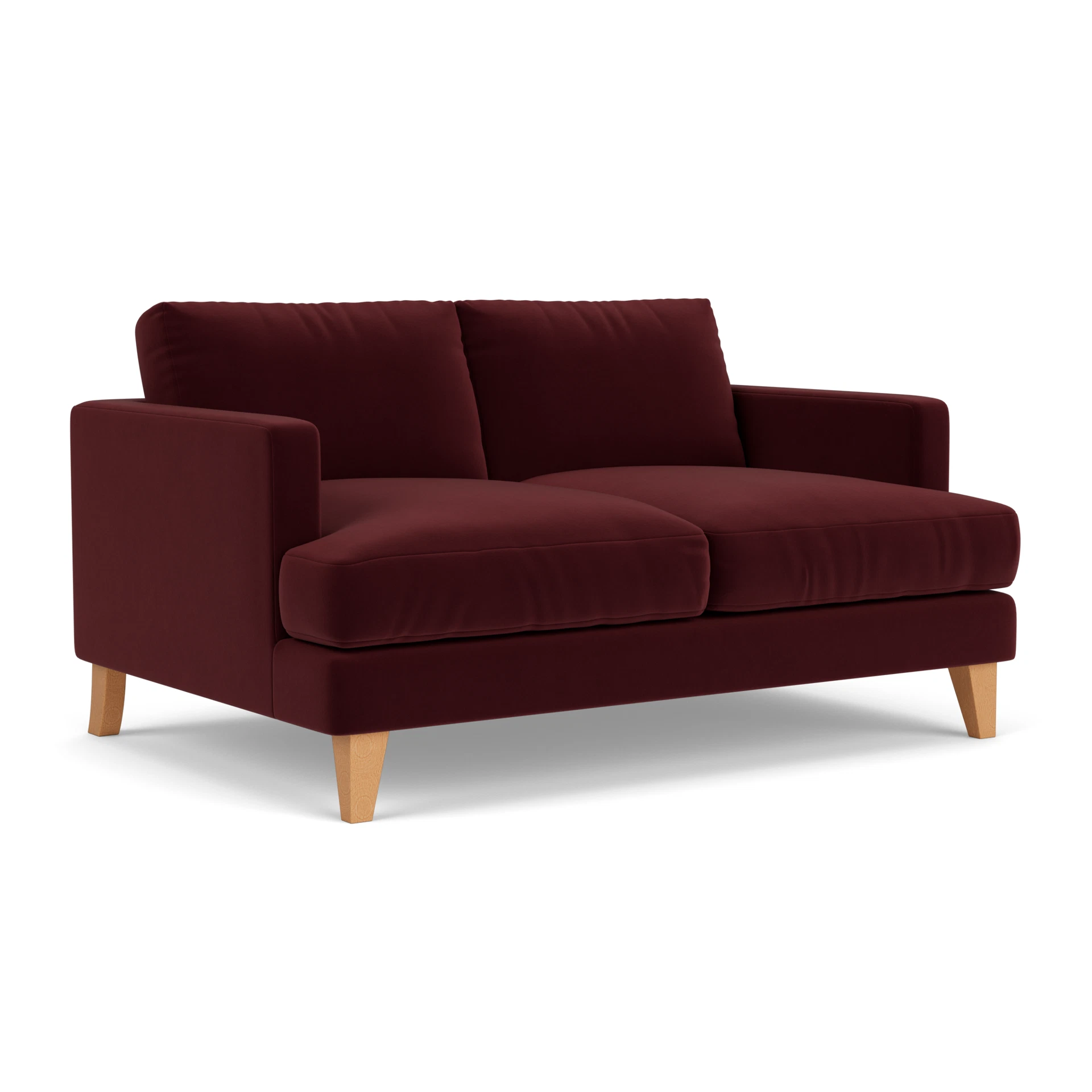 Jackson Large 2 Seater Sofa in Matt Velvet - Dark Rosehip with Light legs