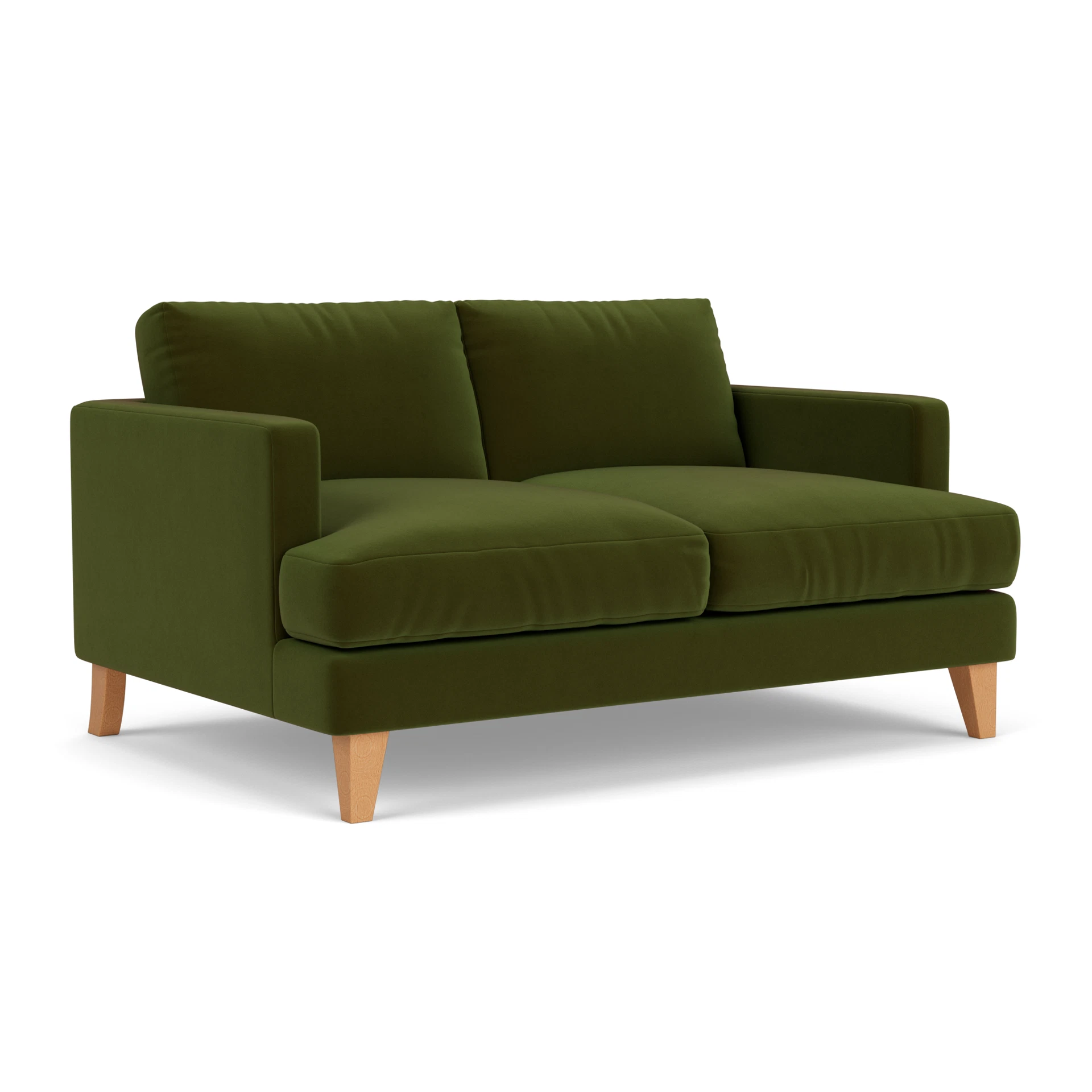 Jackson Large 2 Seater Sofa in Matt Velvet - Forest Green with Light legs