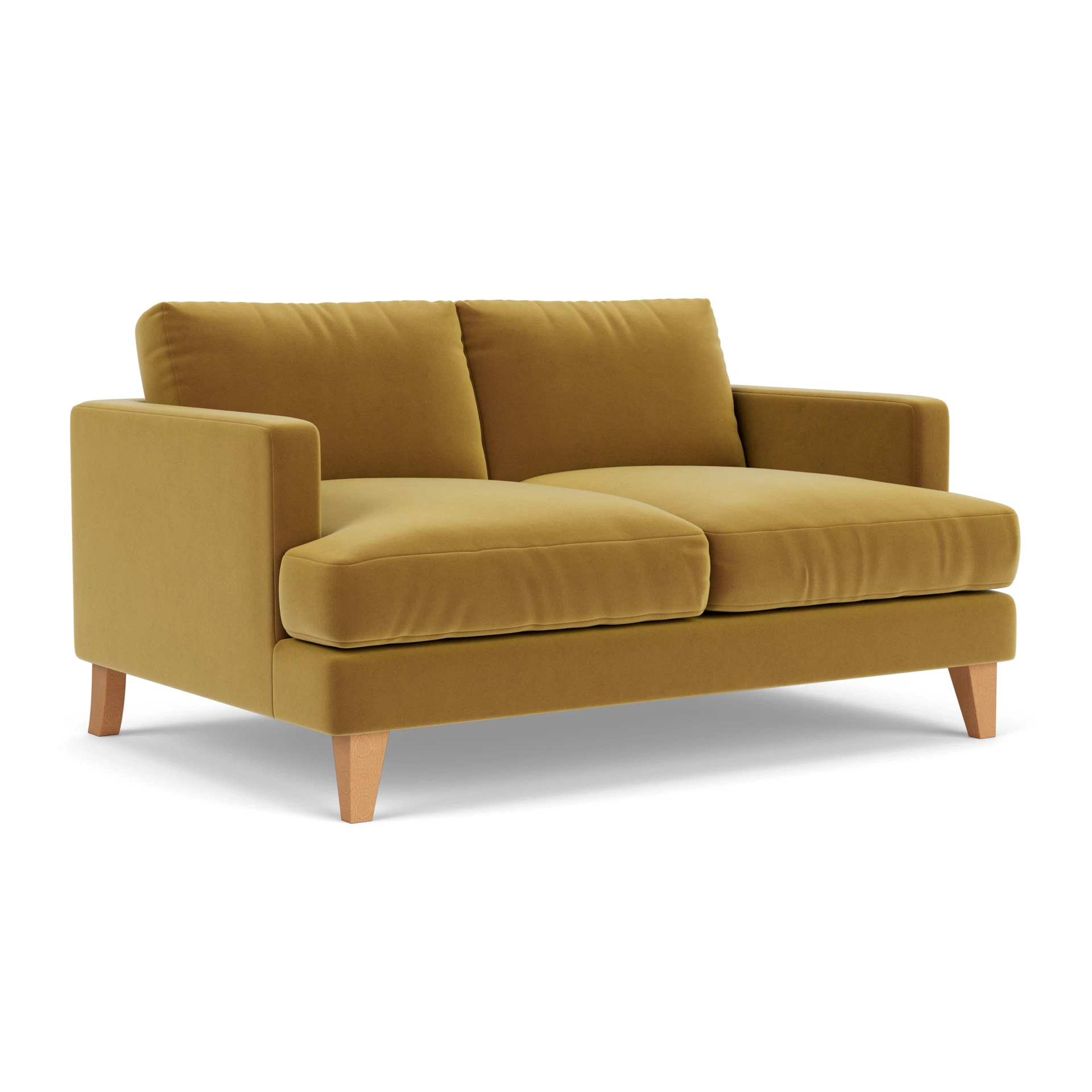 Jackson Large 2 Seater Sofa in Matt Velvet - Mustard with Light legs
