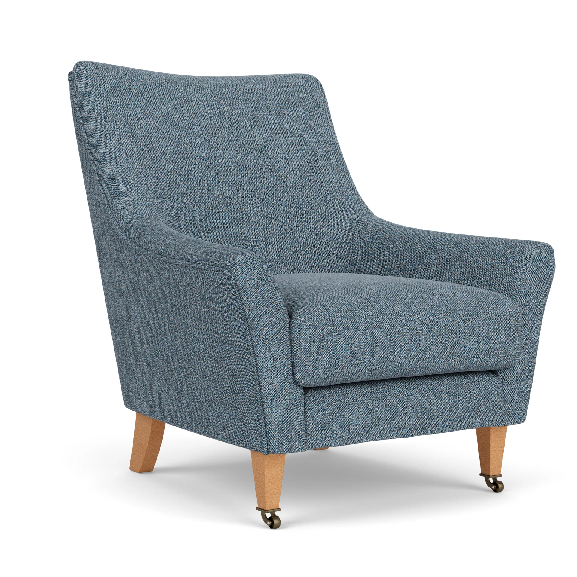 Martha Armchair in Aquaclean Oxford - Mid Blue with Light legs