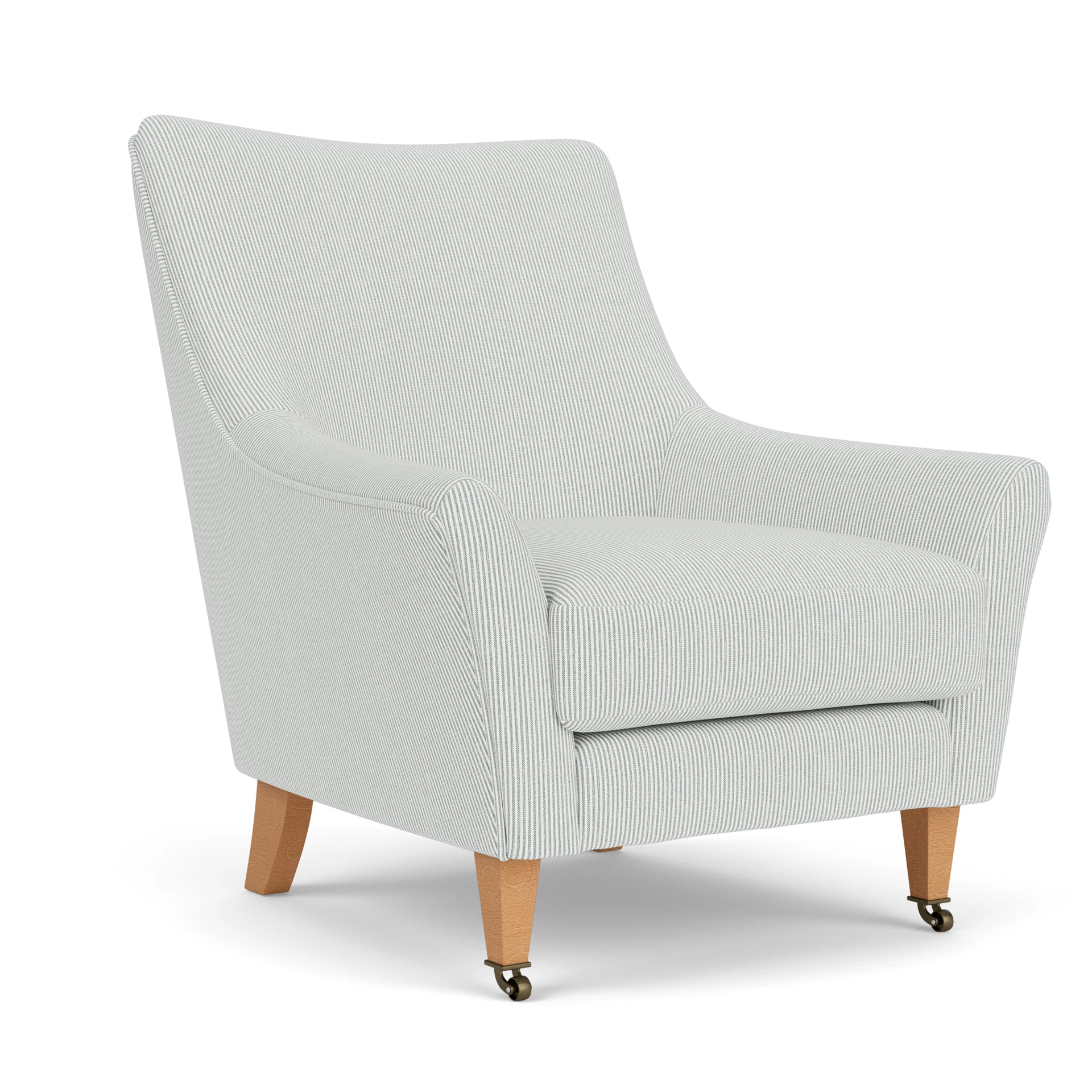 Martha Armchair in Broadway Stripe - Duck Egg with Light legs