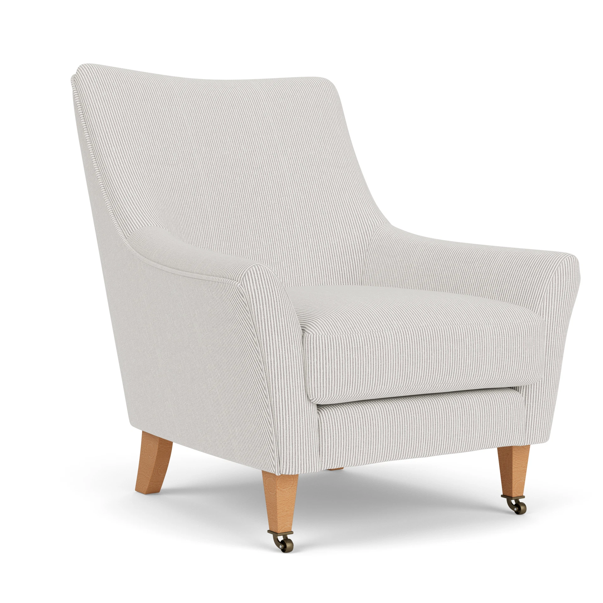 Martha Armchair in Broadway Stripe - Grey with Light legs