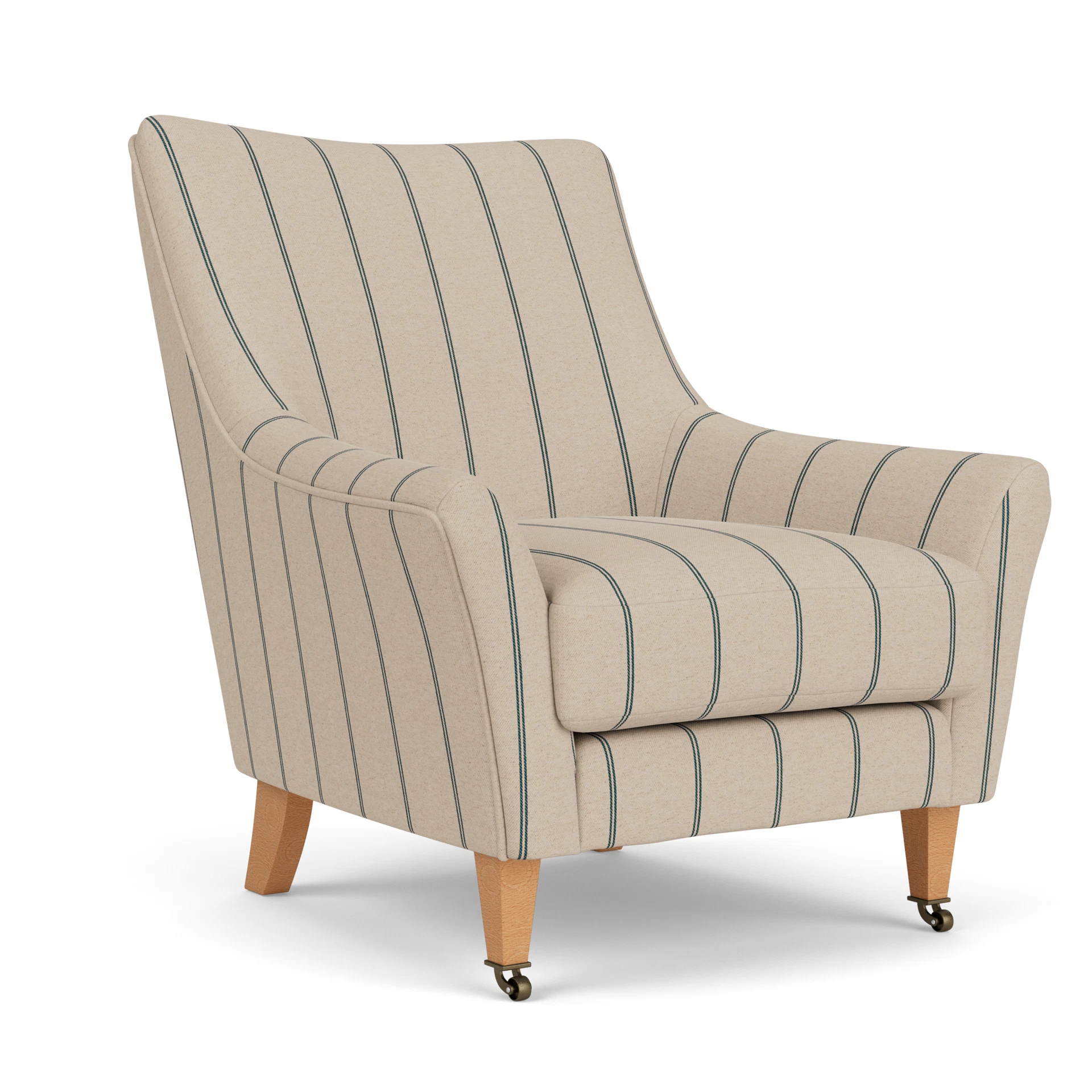 Martha Armchair in Compton Stripe - Charcoal with Light legs
