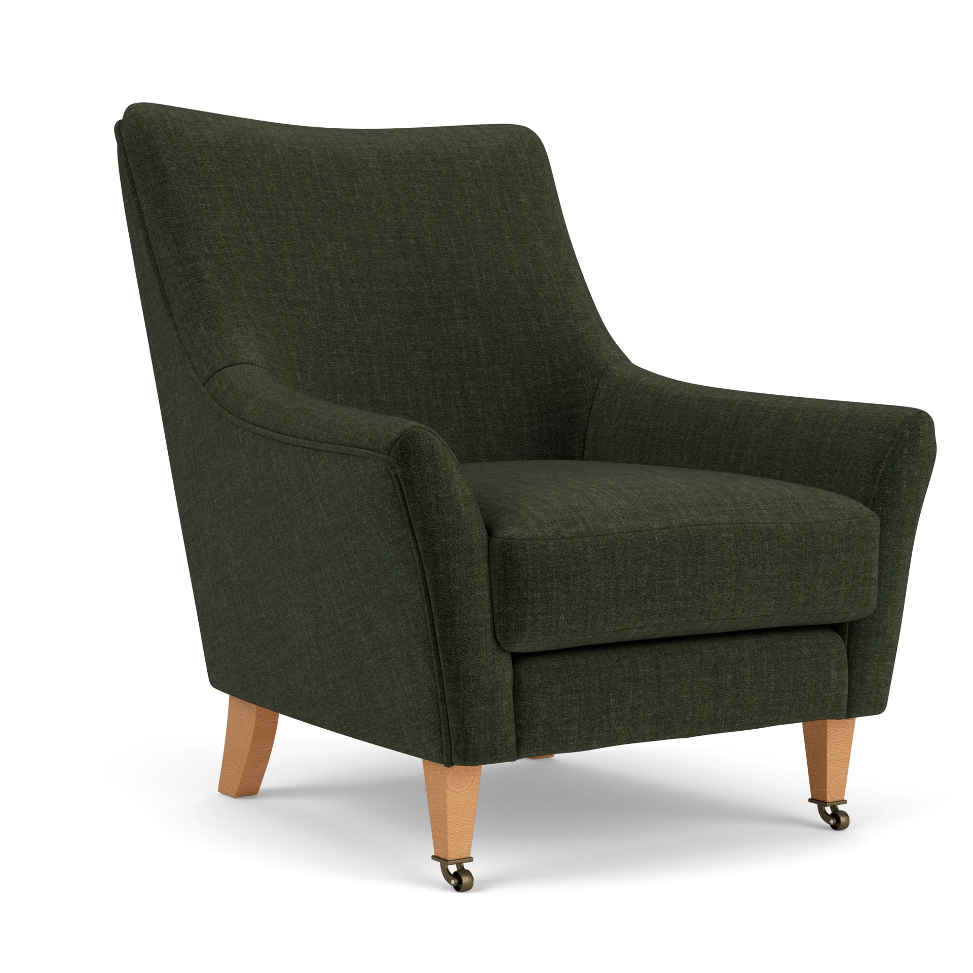 Martha Armchair in Eco Chenille - Moss with Light legs