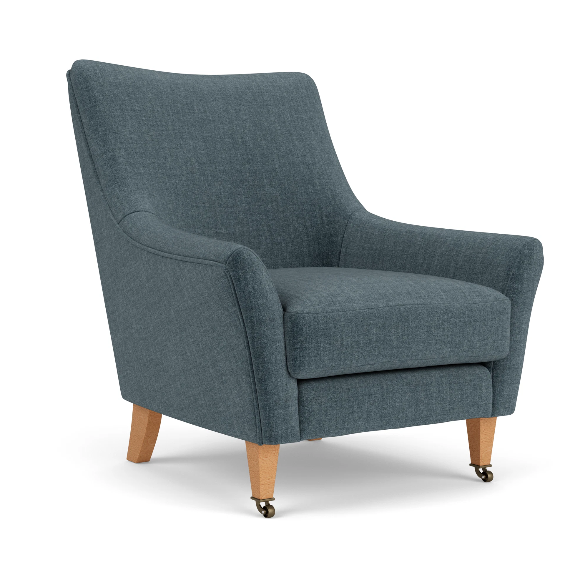 Martha Armchair in Eco Chenille - Teal with Light legs