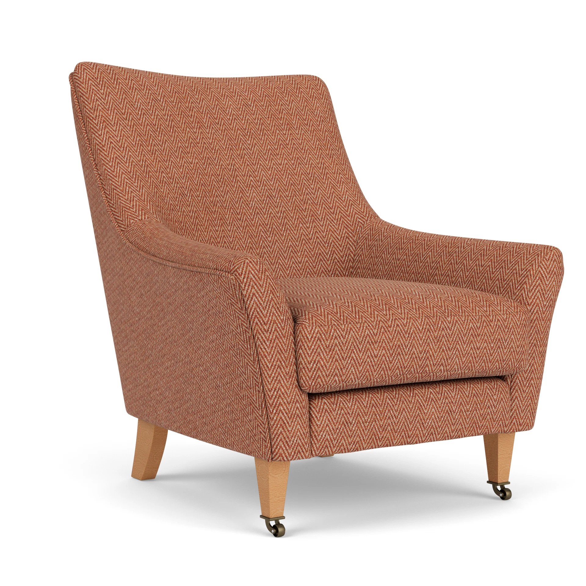 Martha Armchair in Herringbone Weave - Brick with Light legs