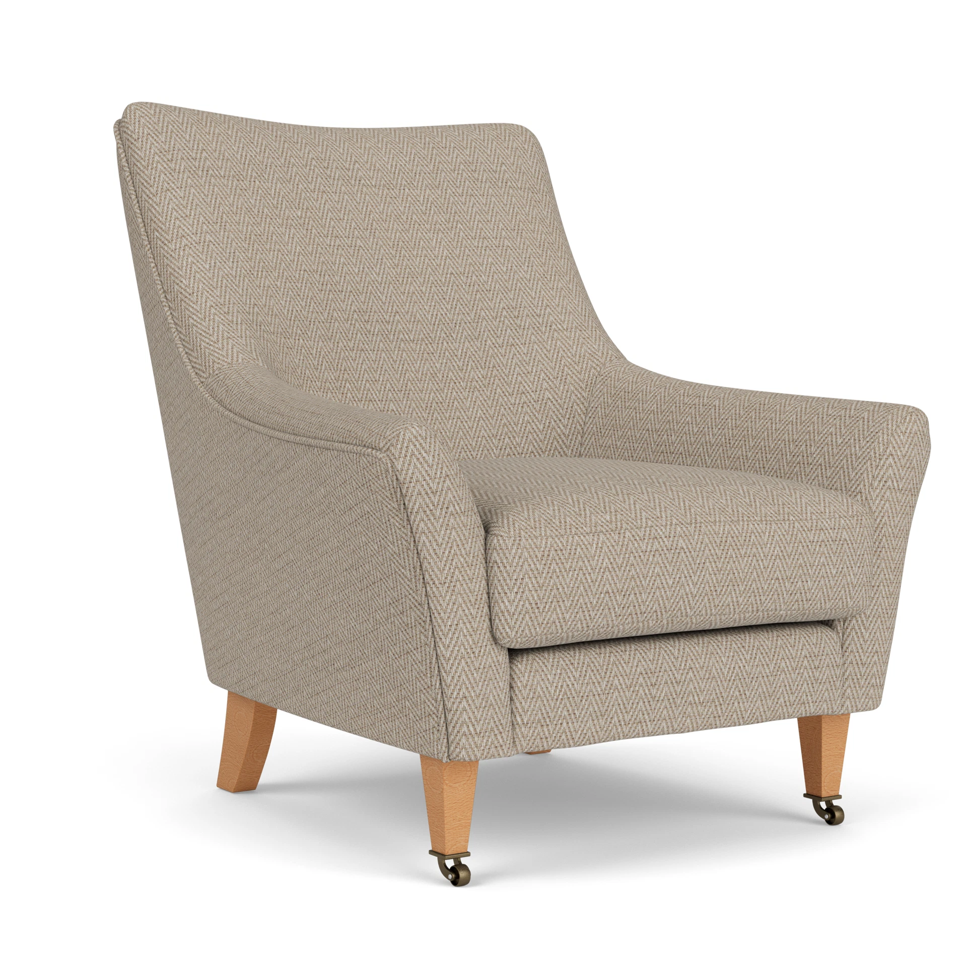 Martha Armchair in Herringbone Weave - Natural with Light legs