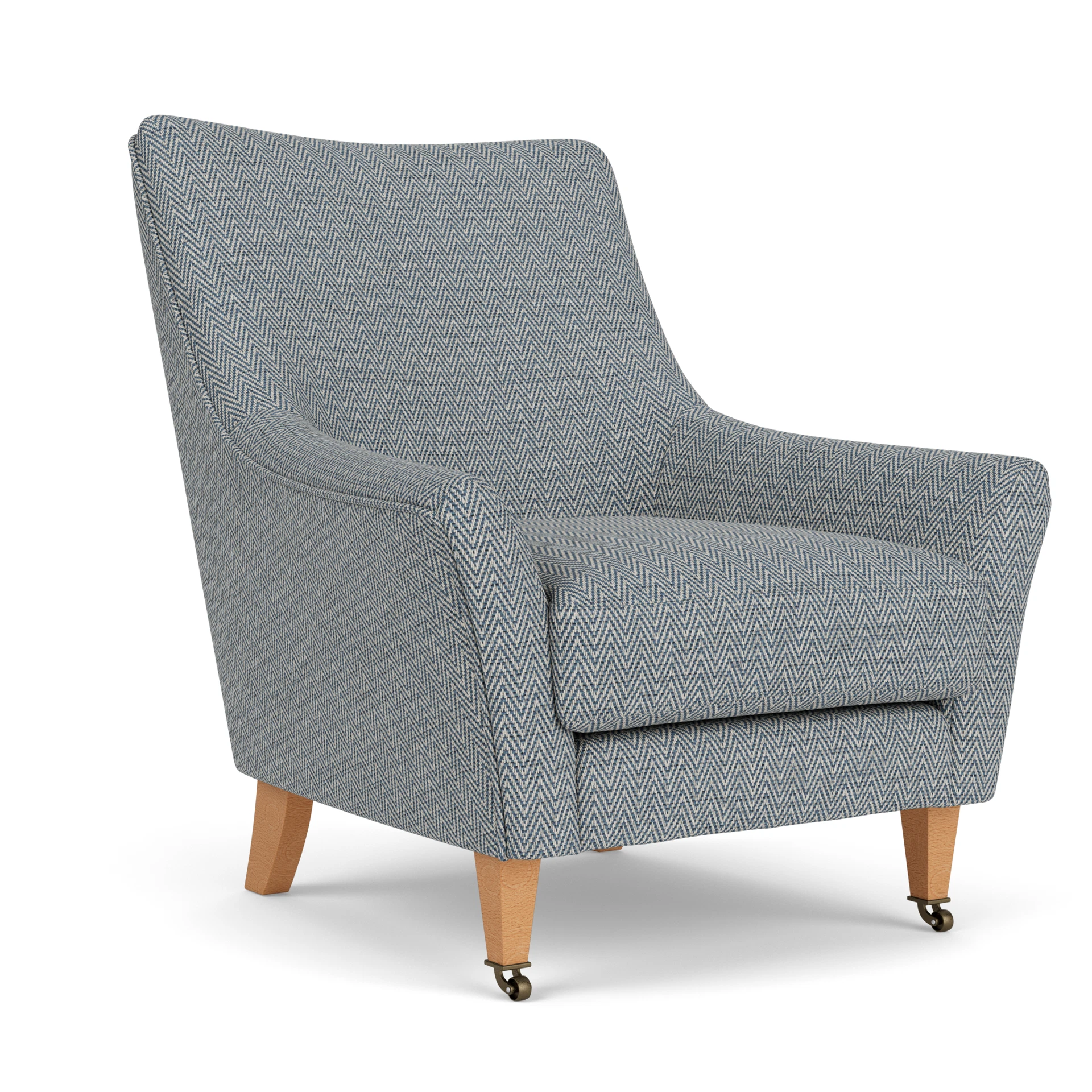 Martha Armchair in Herringbone Weave - Navy with Light legs