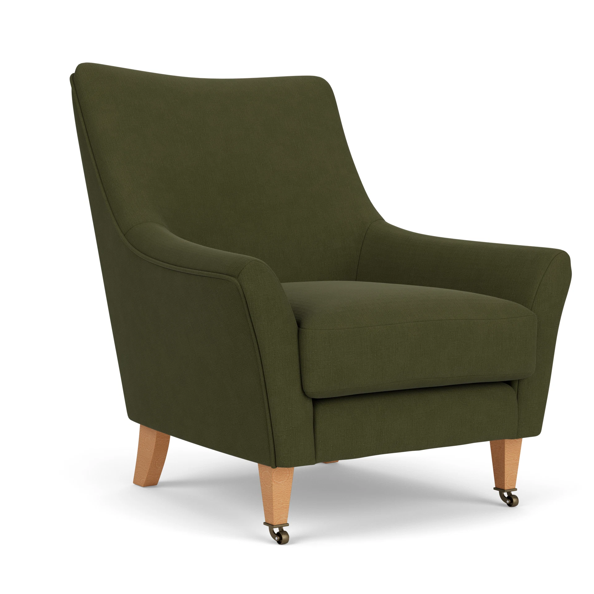 Martha Armchair in House Linen Mix - Forest Green with Light legs