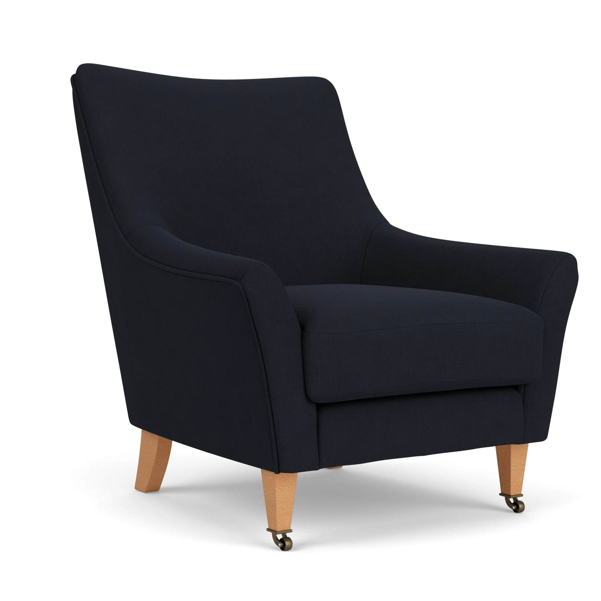 Martha Armchair in House Linen Mix - Ink with Light legs