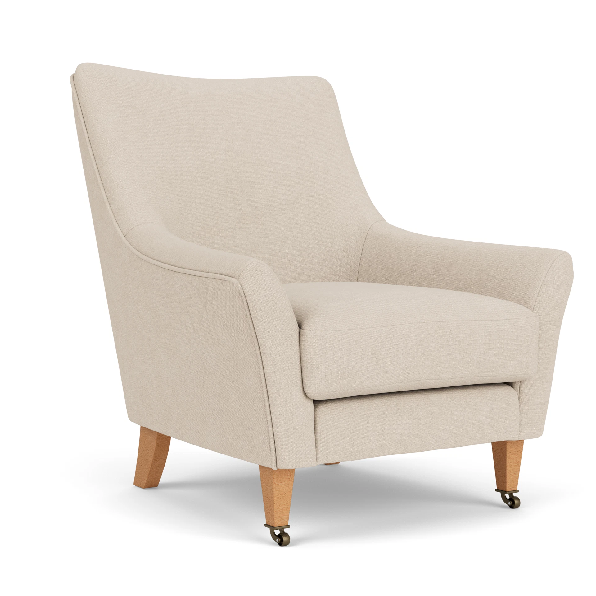 Martha Armchair in House Linen Mix - Lily White with Light legs