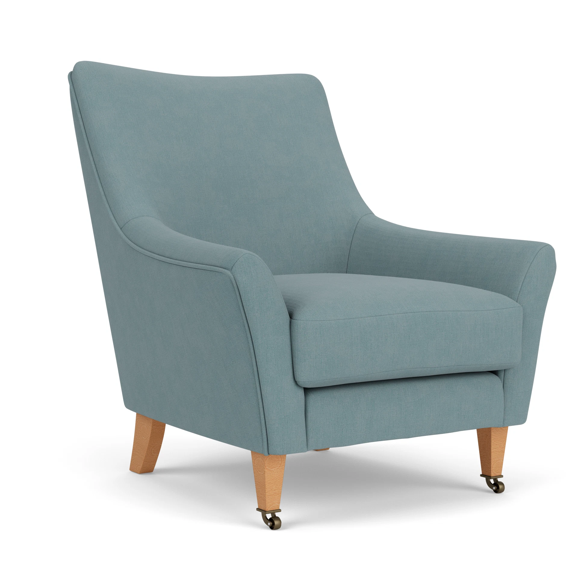 Martha Armchair in House Linen Mix - Sky Blue with Light legs
