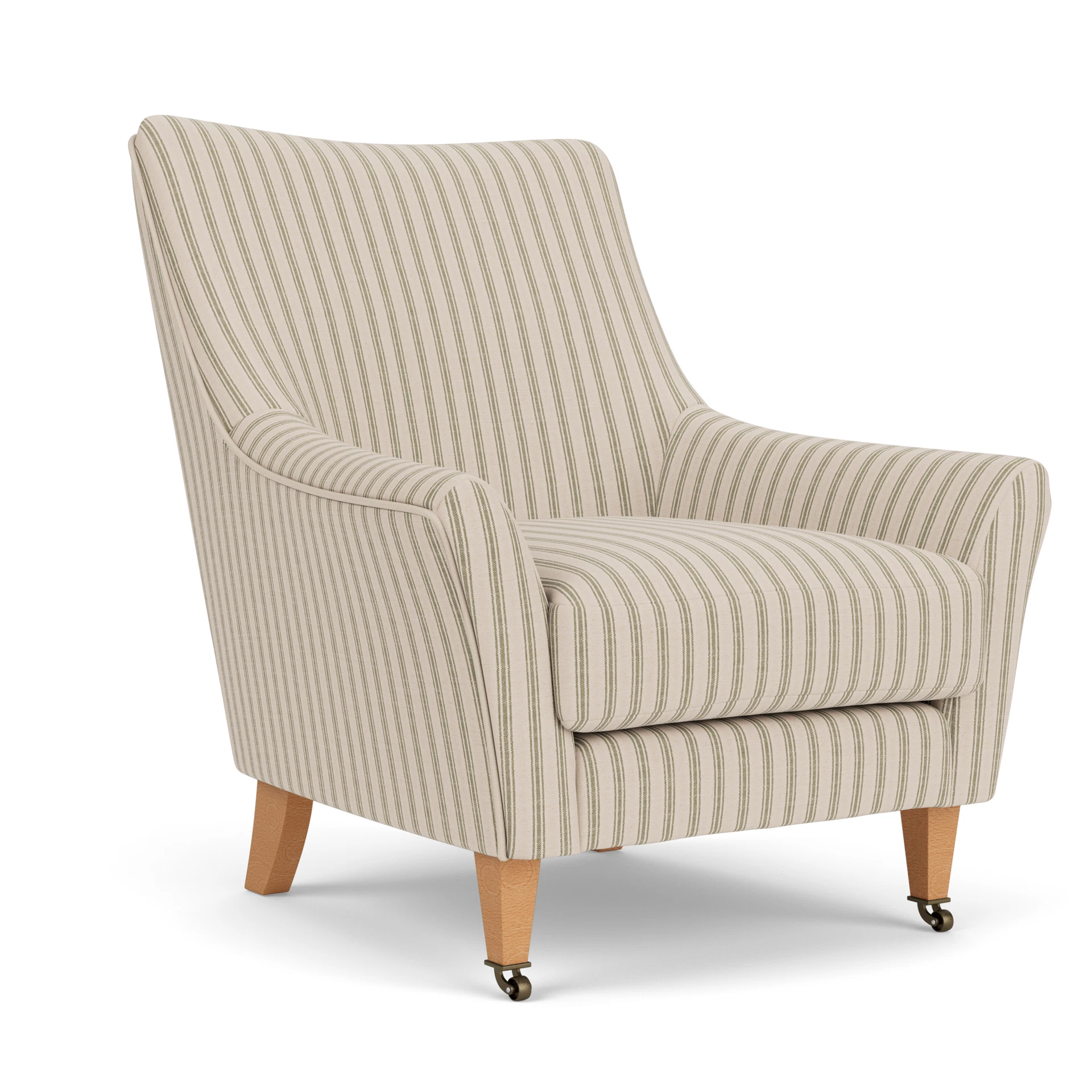 Martha Armchair in Kingham Stripe - Sage with Light legs