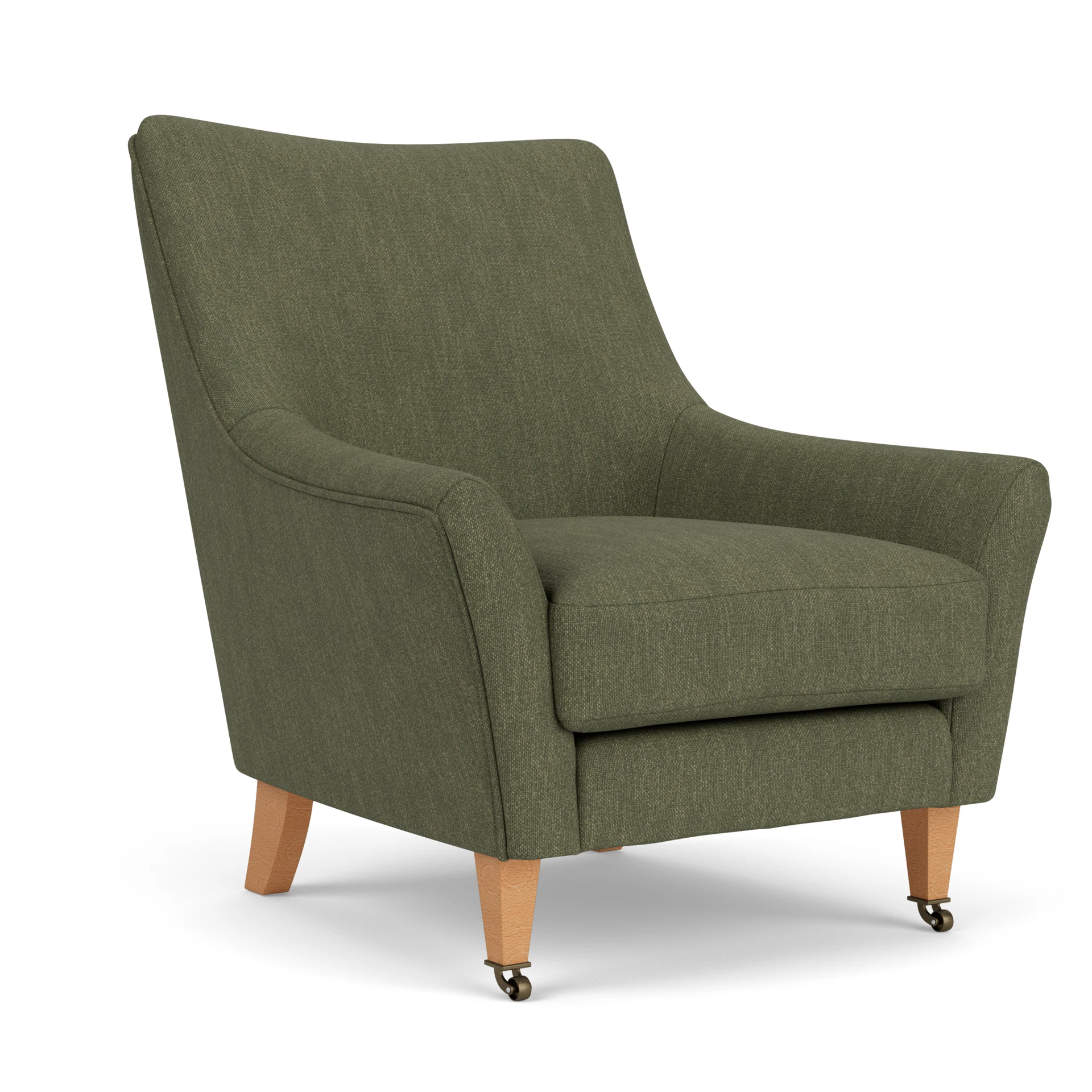 Martha Armchair in Luxury Italian Linen - Fern with Light legs