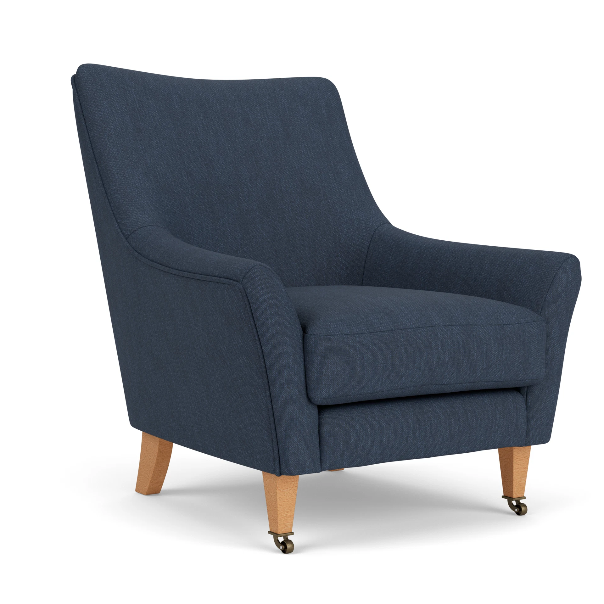 Martha Armchair in Luxury Italian Linen - Indigo with Light legs