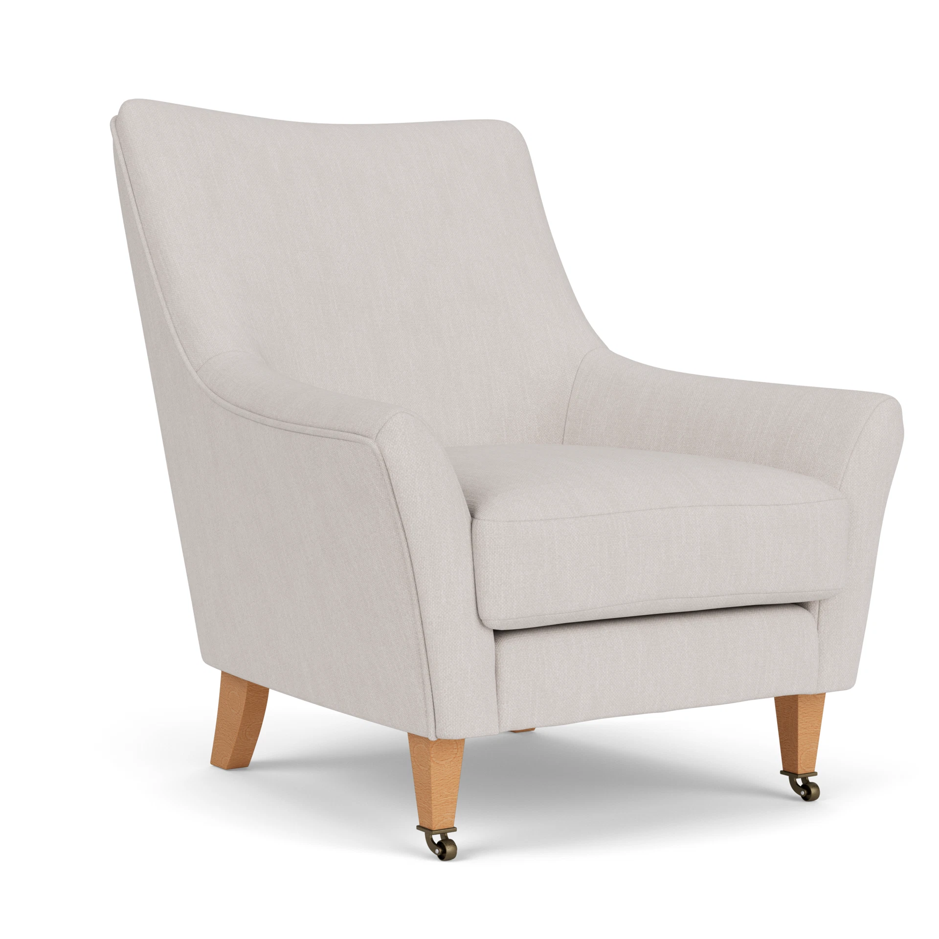 Martha Armchair in Luxury Italian Linen - Soft White with Light legs
