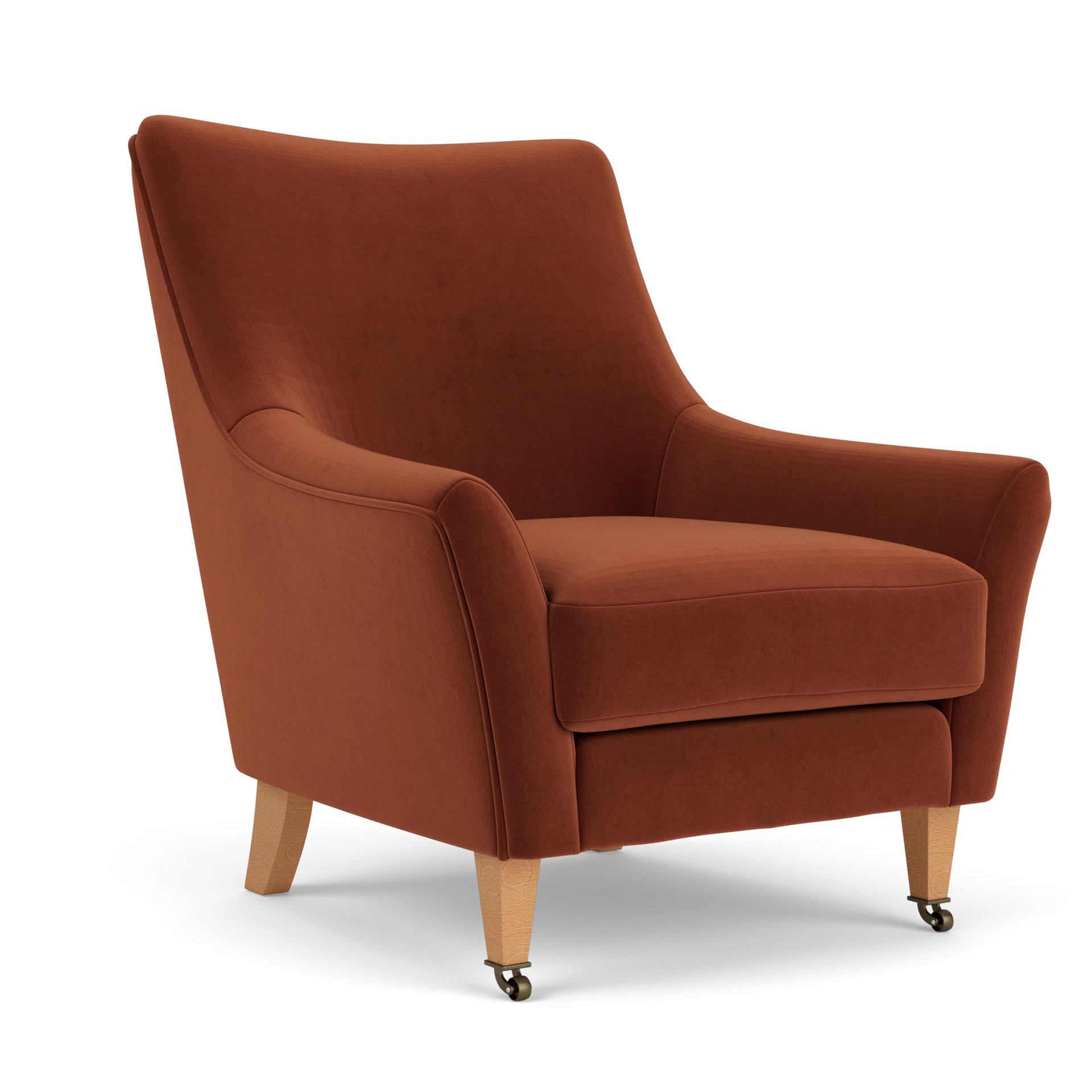Martha Armchair in Matt Velvet - Brick with Light legs
