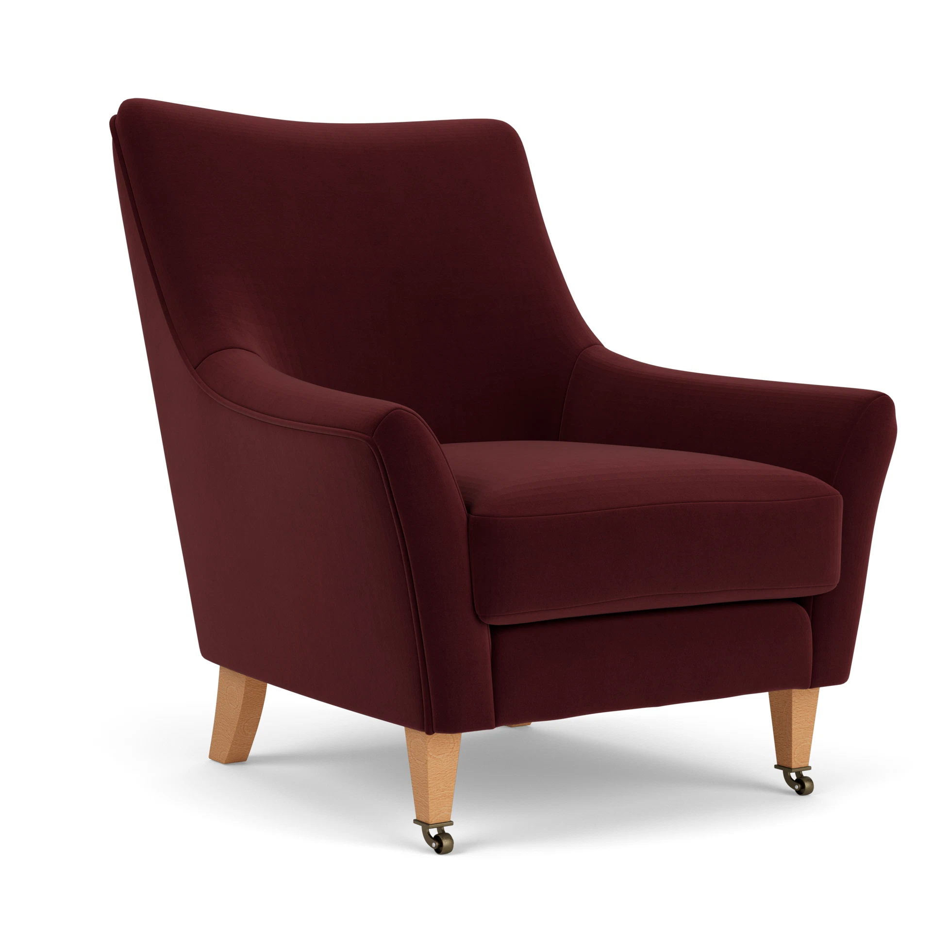 Martha Armchair in Matt Velvet - Dark Rosehip with Light legs