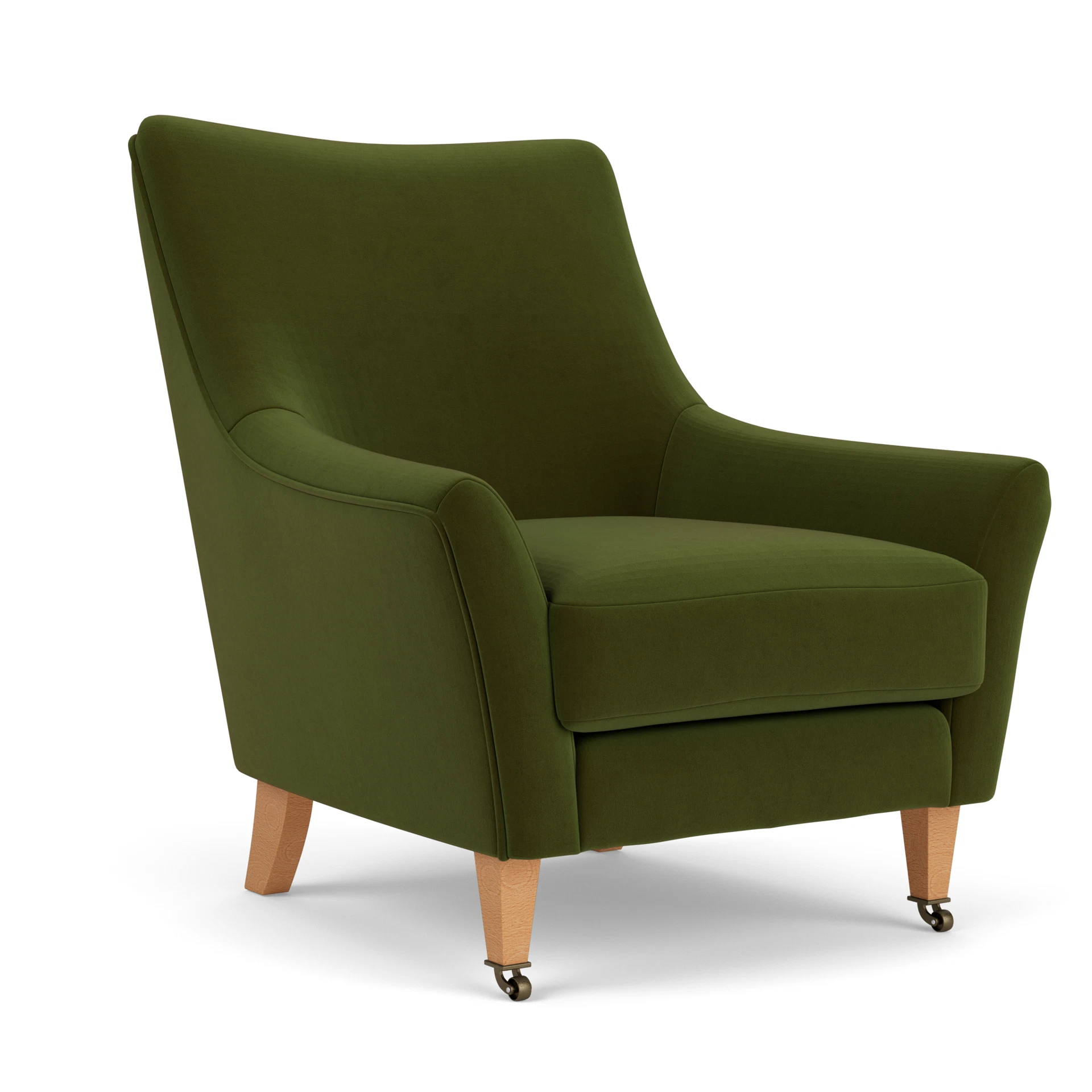 Martha Armchair in Matt Velvet - Forest Green with Light legs