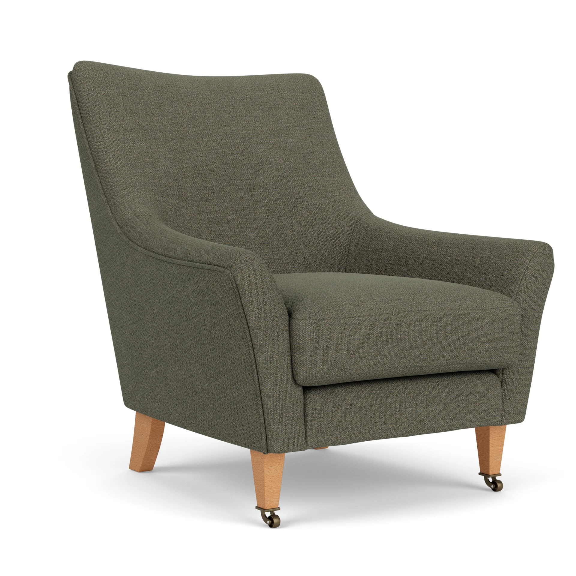 Martha Armchair in Rustic Weave - Deep Forest with Light legs