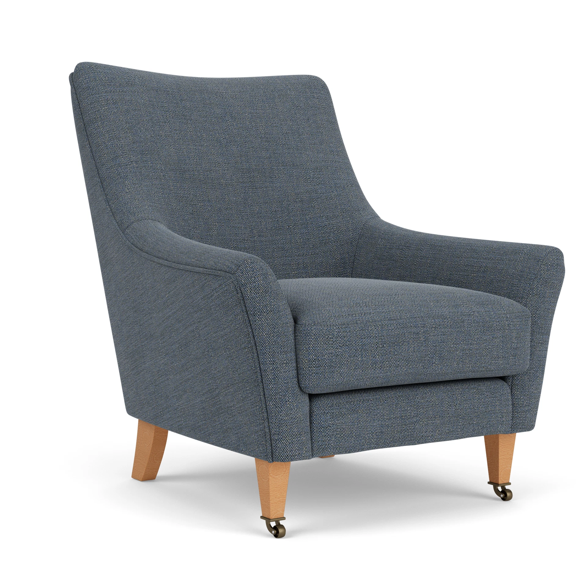 Martha Armchair in Rustic Weave - Indigo with Light legs